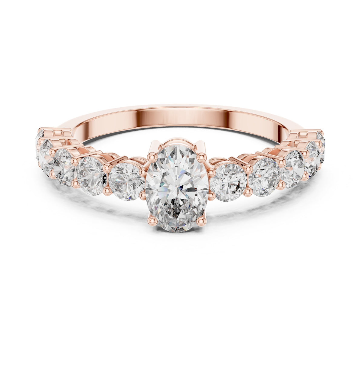 Oval Diamond Engagement Ring with Round Side Accents