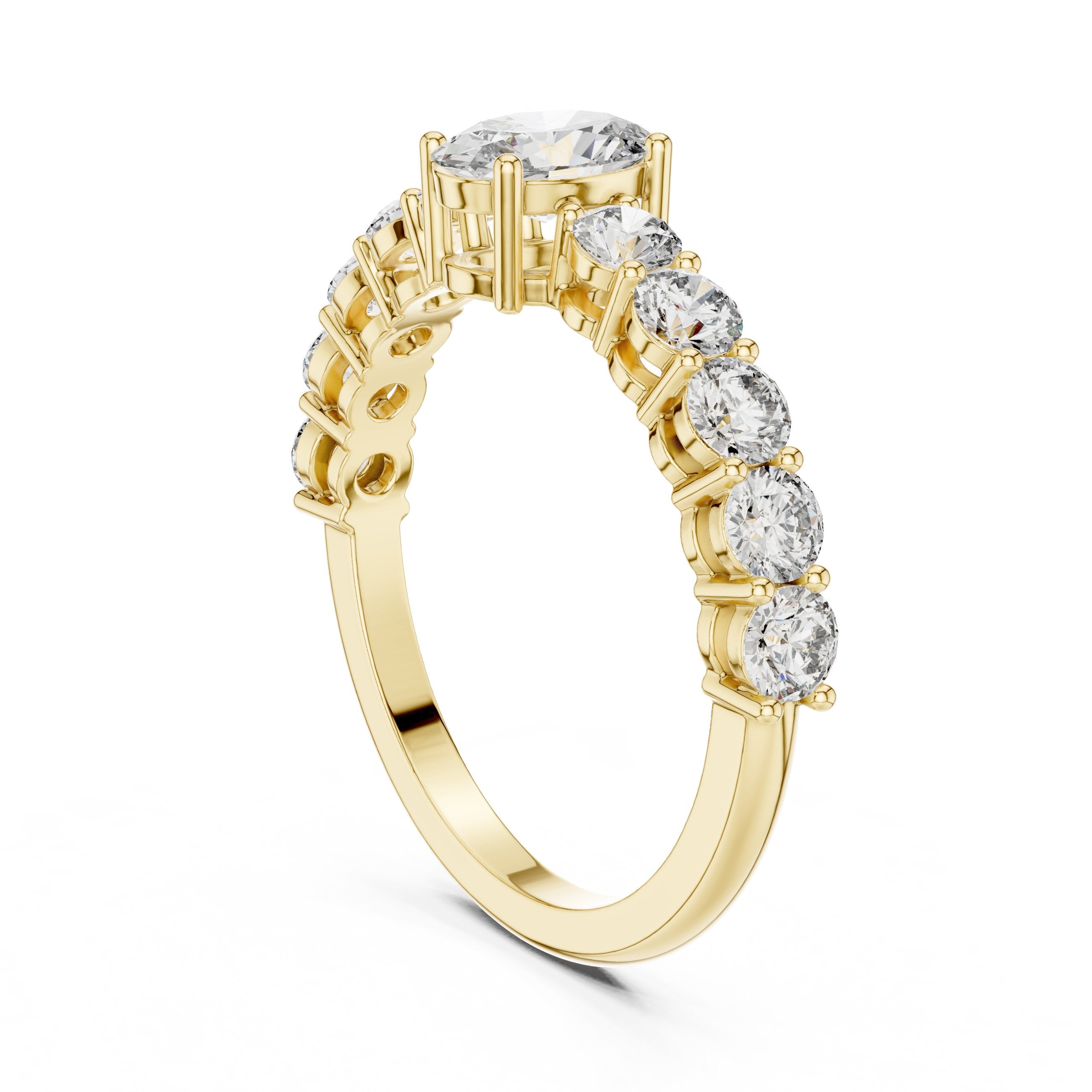 Oval Diamond Engagement Ring with Round Side Accents in Yellow Gold - VYKA Diamonds