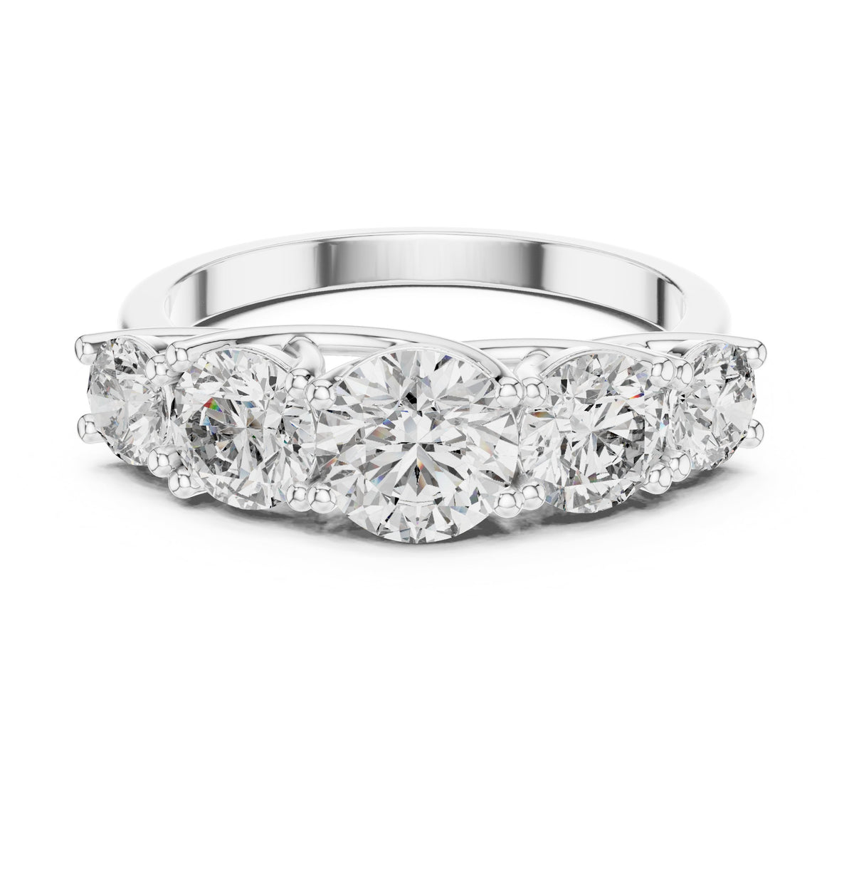 Round Diamond Five Stone Anniversary Band