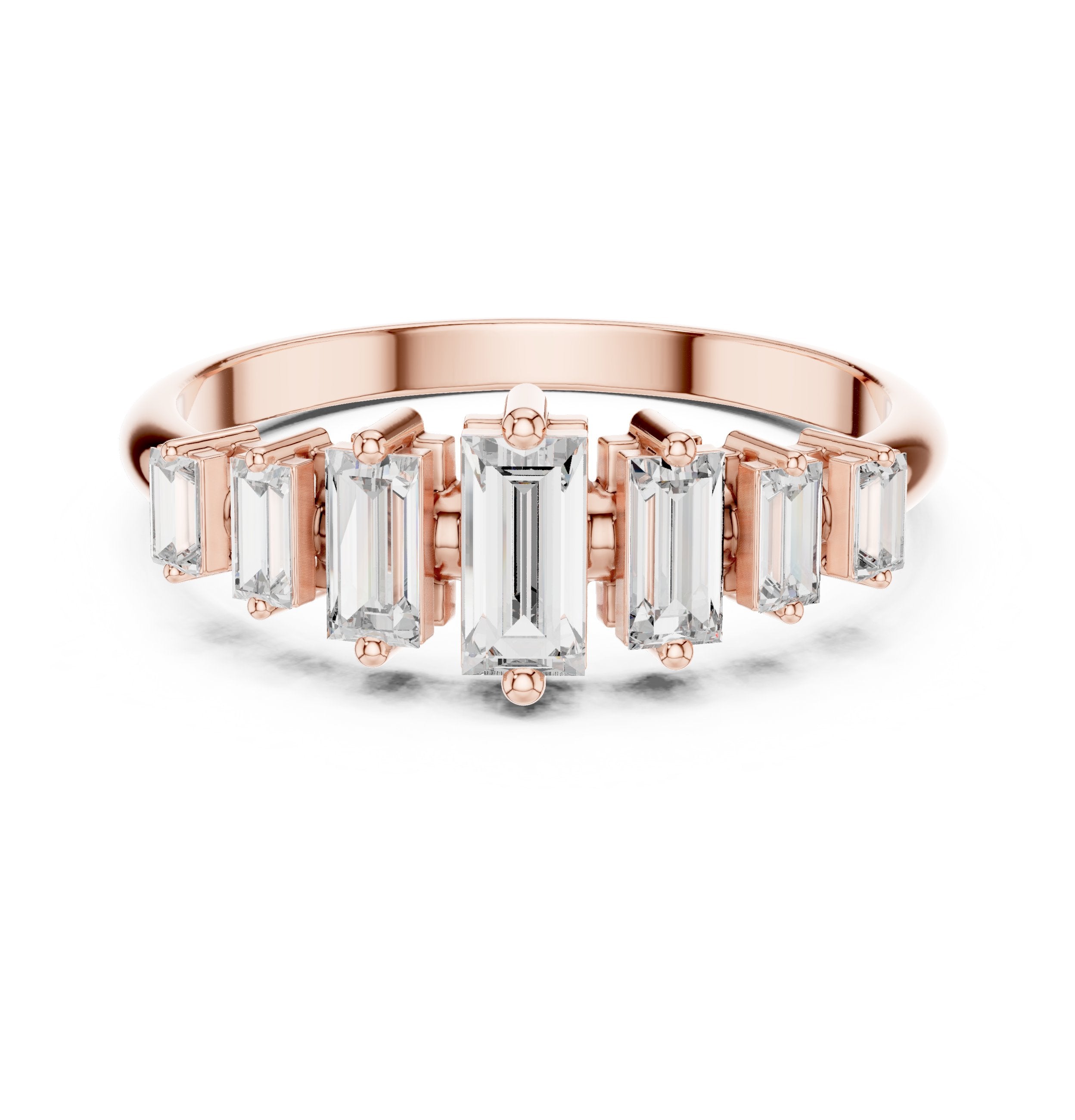 Baguette Diamond Art Deco Engagement Ring in Rose Gold - VYKA Diamonds