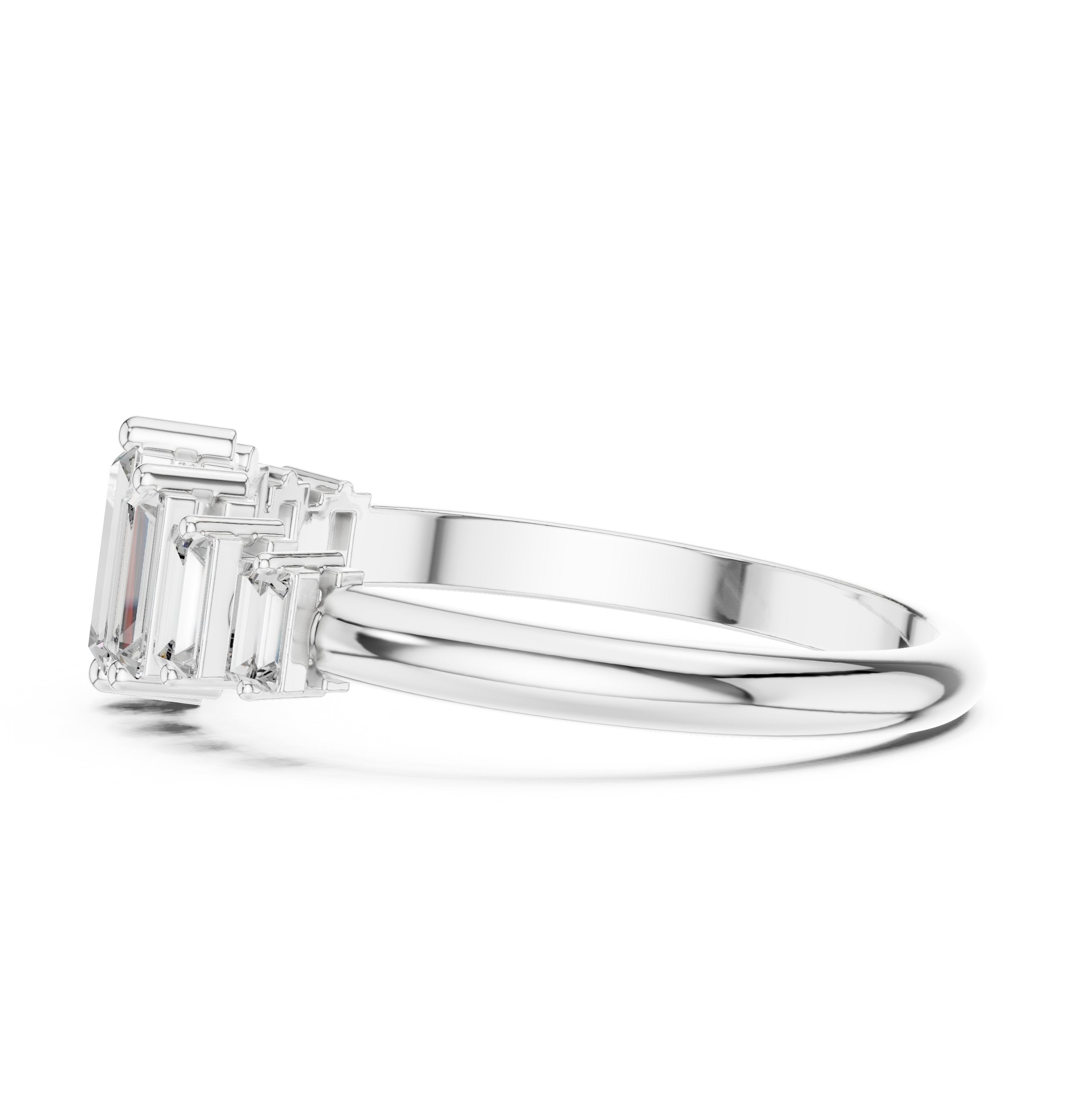 Baguette Diamond Art Deco Engagement Ring in White Gold - VYKA Diamonds