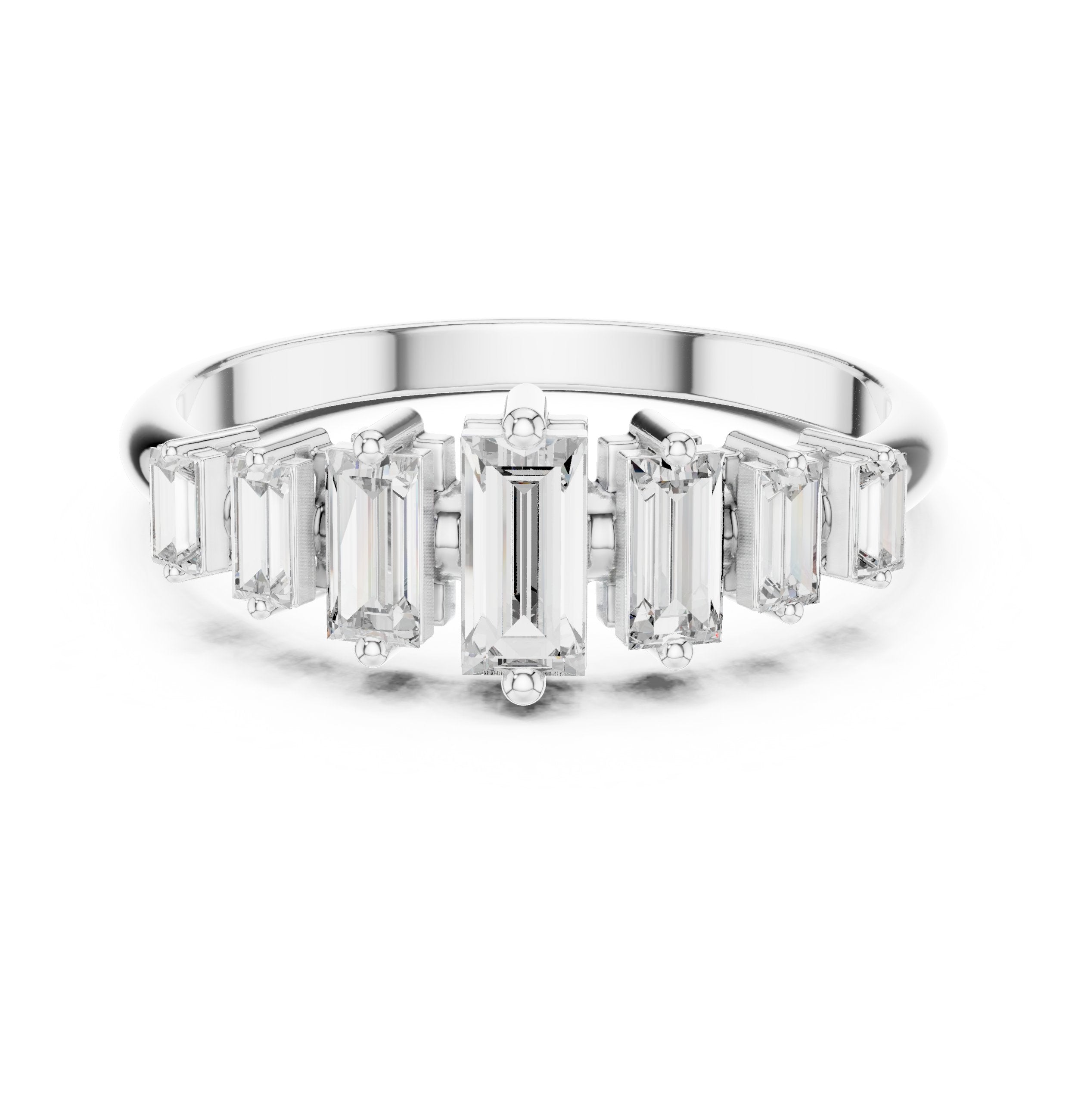 Baguette Diamond Art Deco Engagement Ring in White Gold - VYKA Diamonds