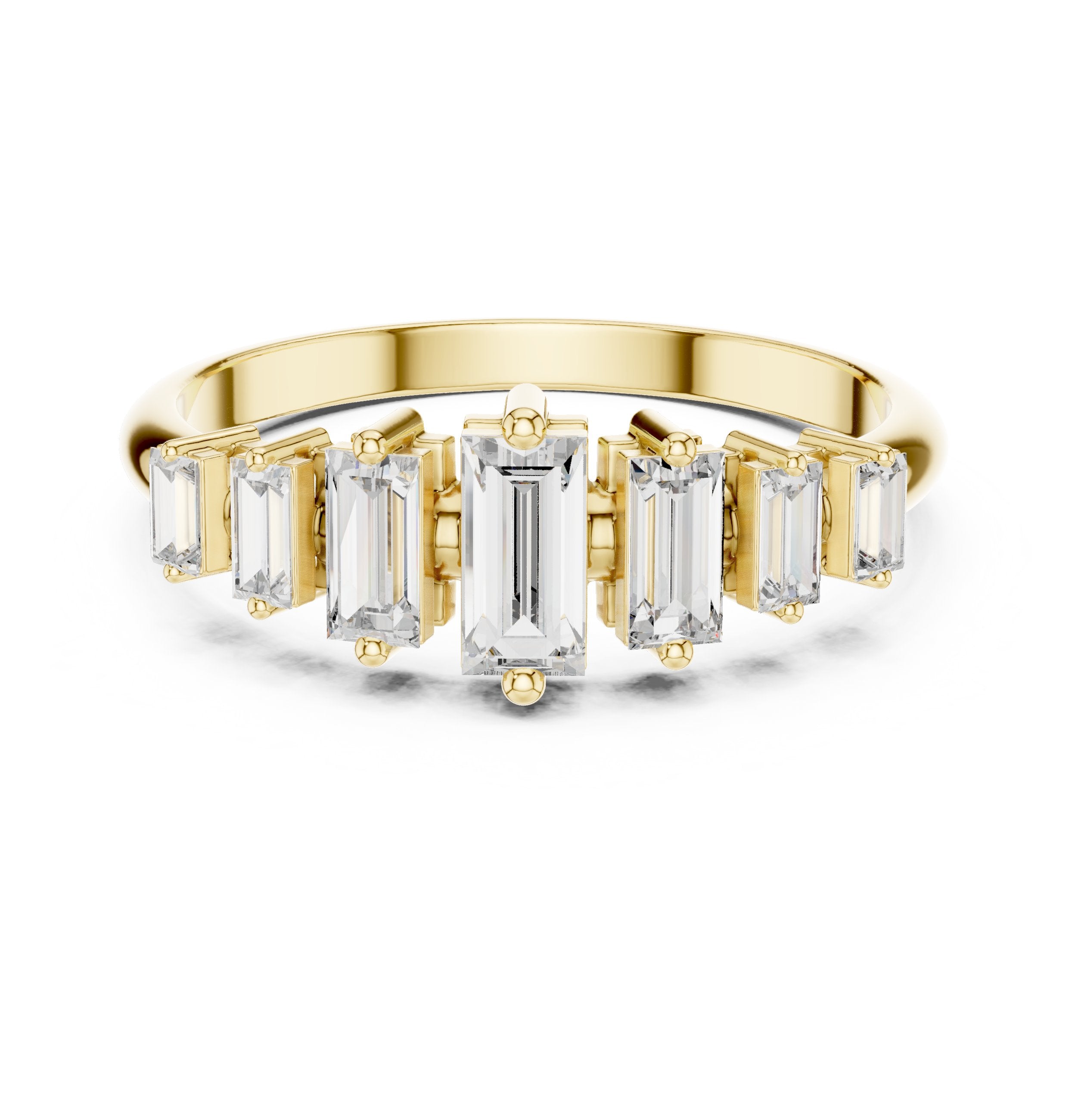 Baguette Diamond Art Deco Engagement Ring in Yellow Gold - VYKA Diamonds