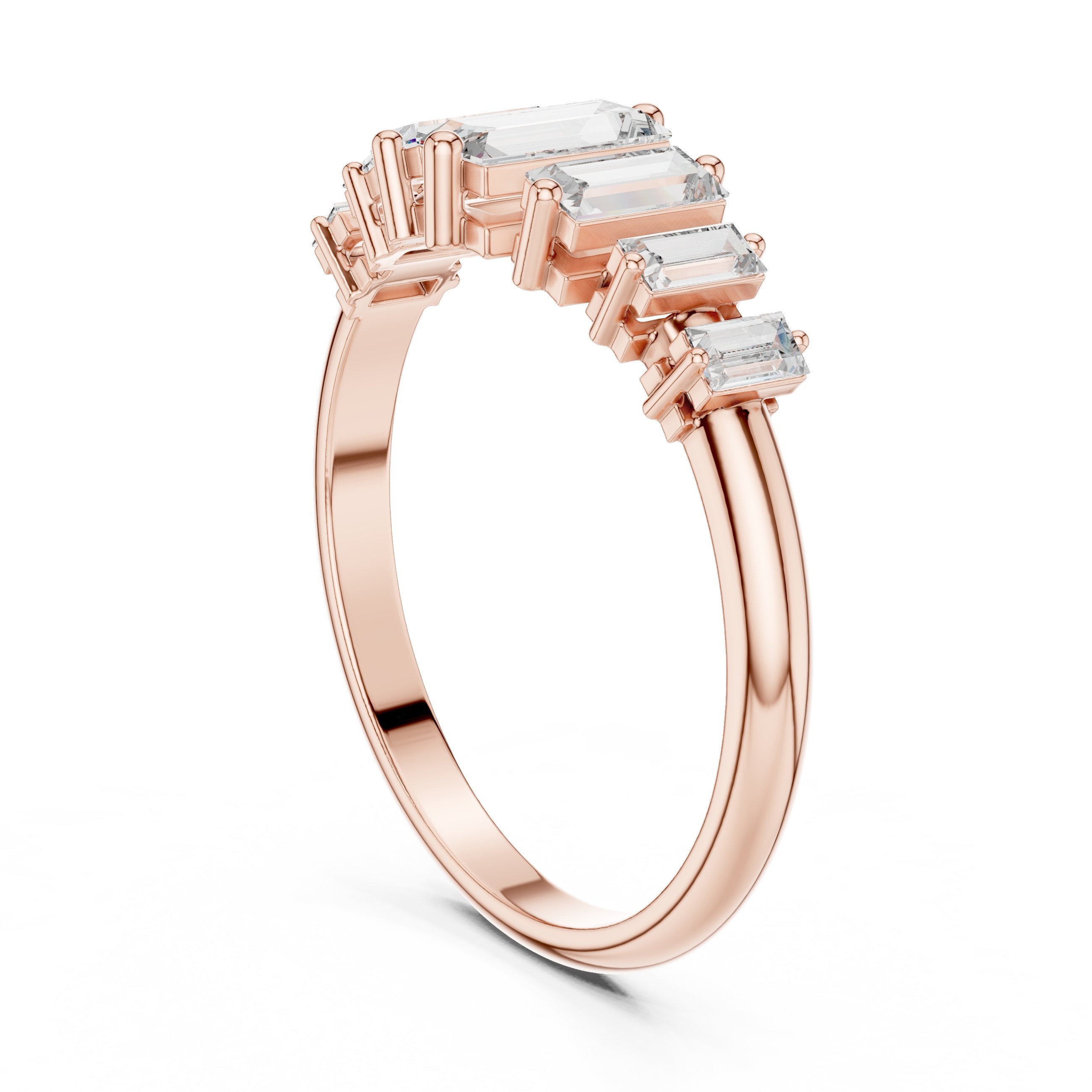 Baguette Diamond Art Deco Engagement Ring in Rose Gold - VYKA Diamonds