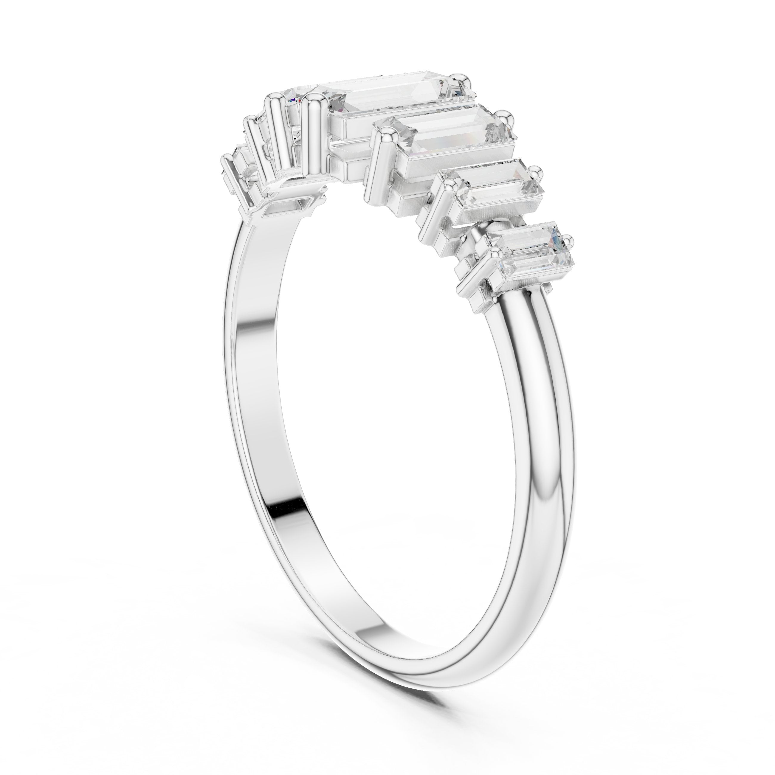 Baguette Diamond Art Deco Engagement Ring in White Gold - VYKA Diamonds