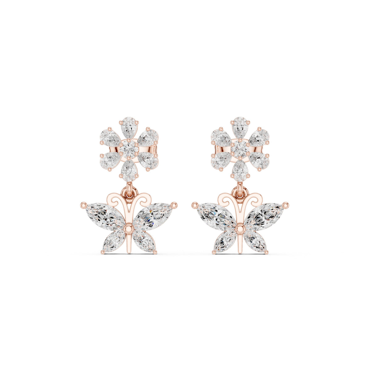 Open Circle Diamond Drop Earrings
