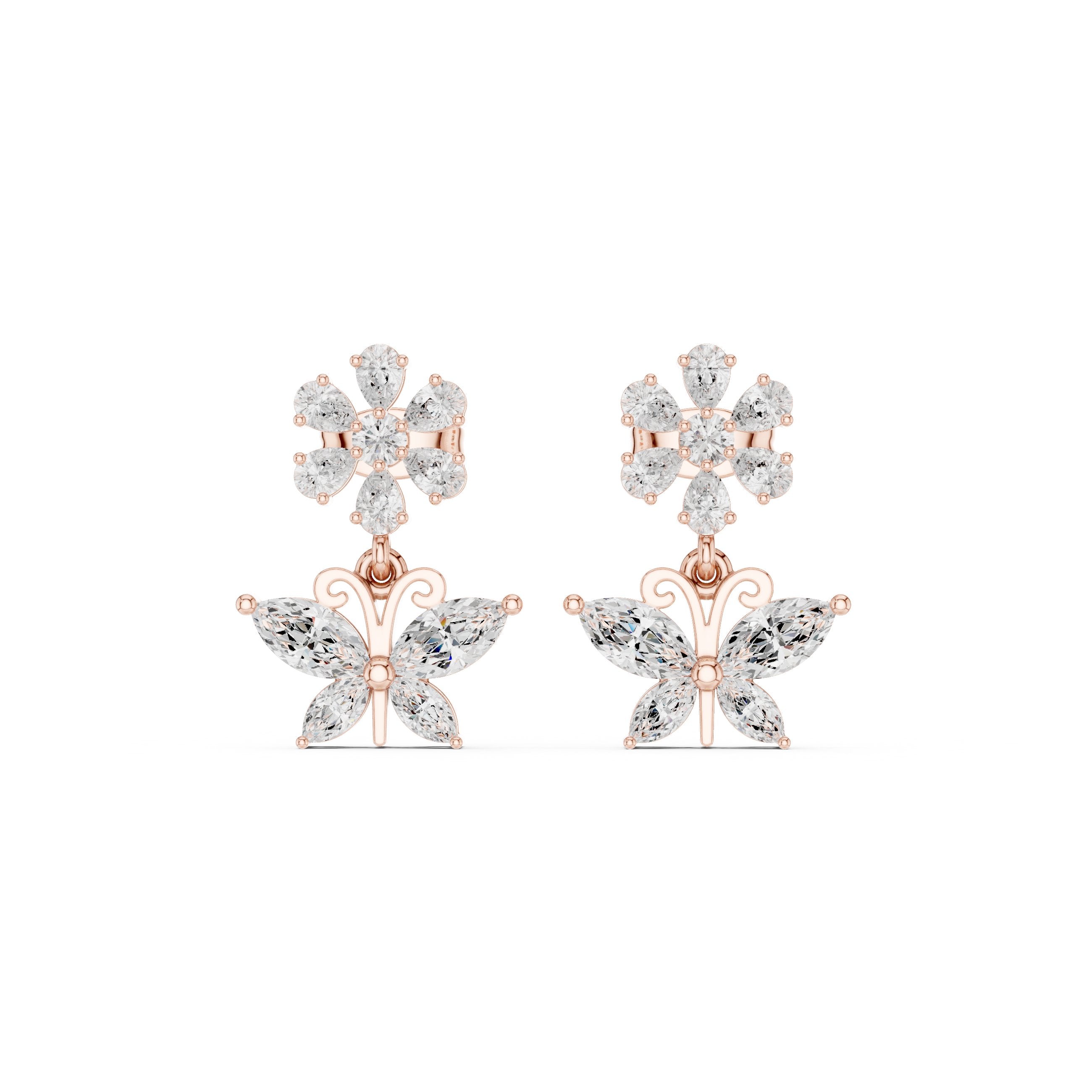Open Circle Diamond Drop Earrings in Rose Gold - VYKA Diamonds