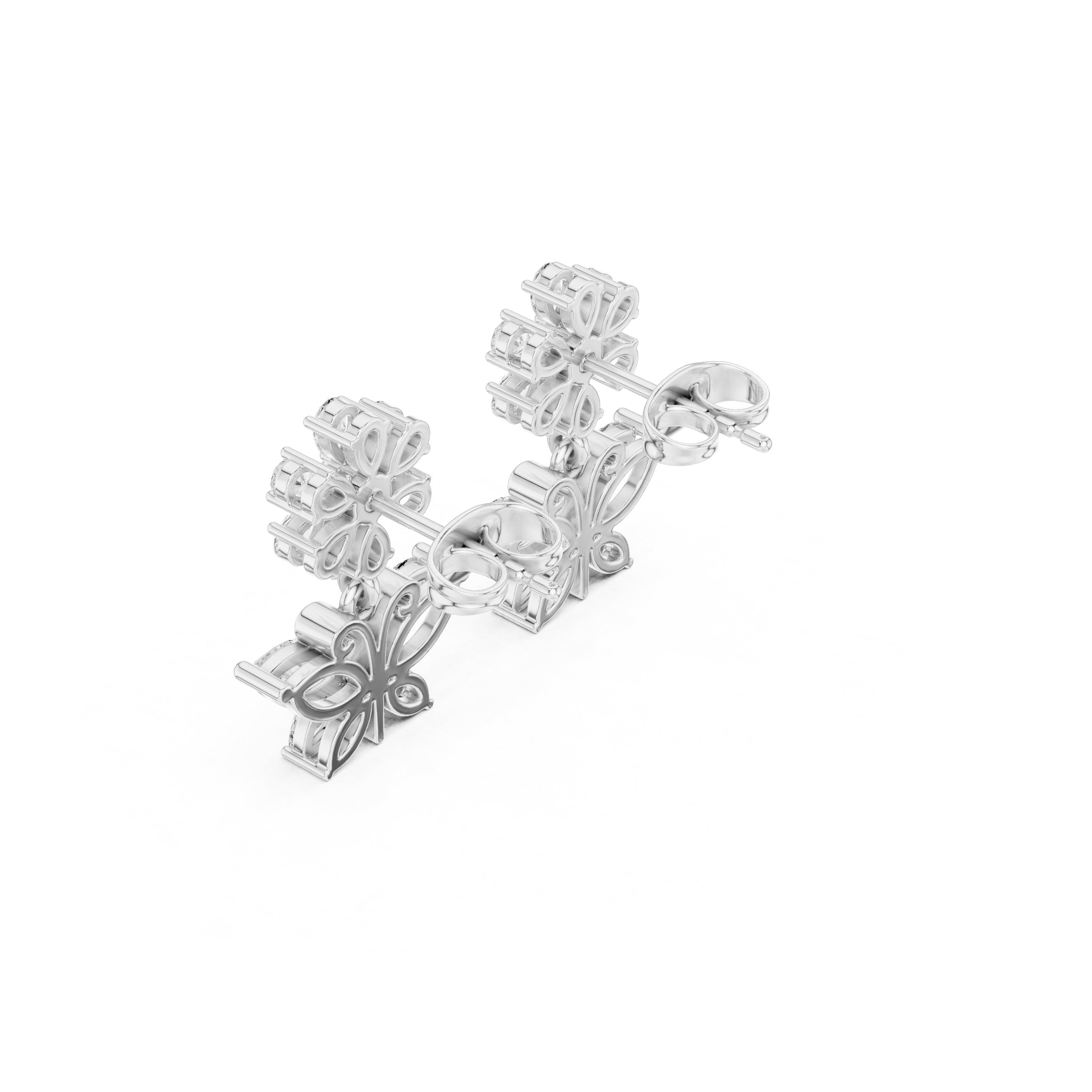 Open Circle Diamond Drop Earrings in White Gold - VYKA Diamonds