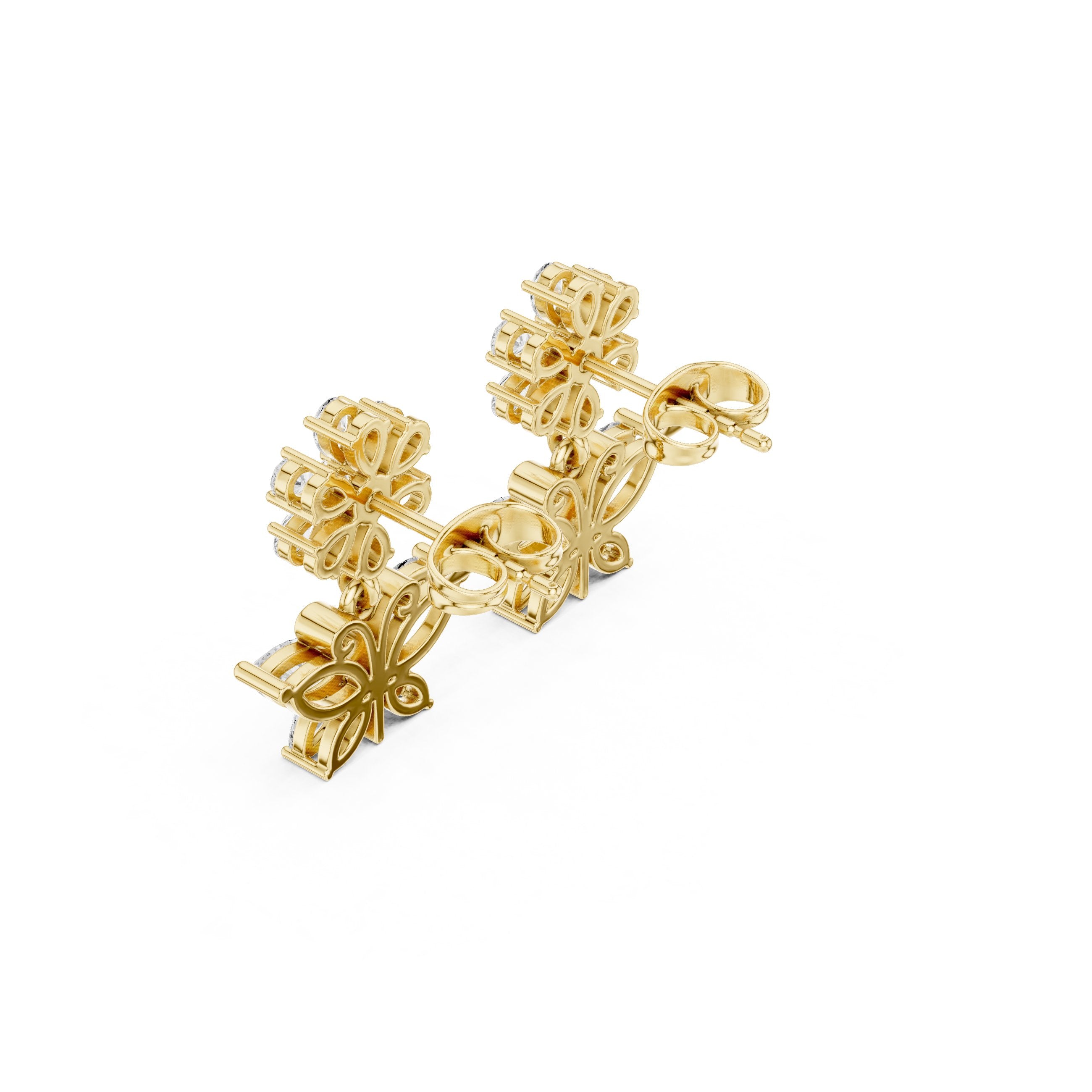 Open Circle Diamond Drop Earrings in Yellow Gold - VYKA Diamonds