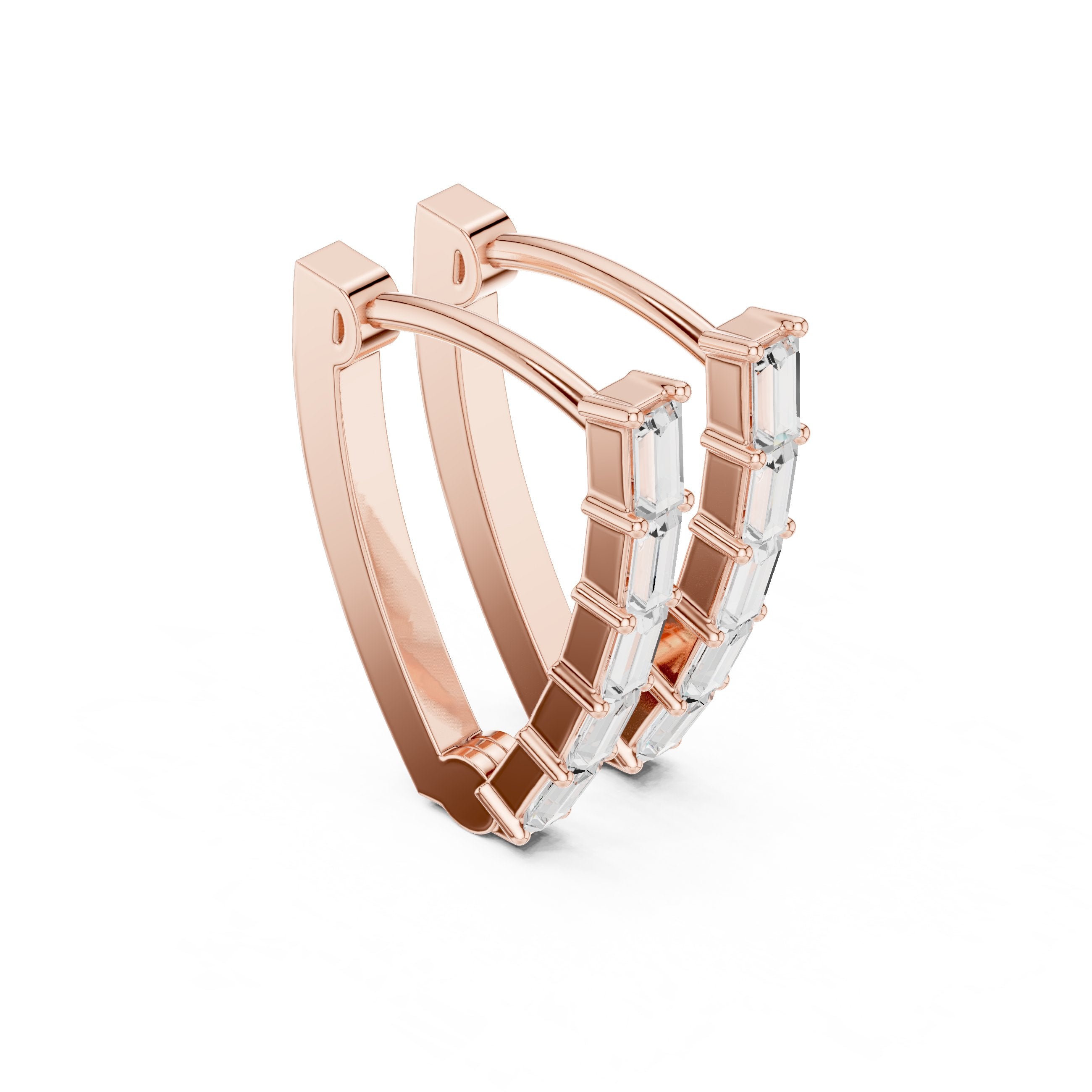 Crescent Pave Diamond Drop Earrings in Rose Gold - VYKA Diamonds