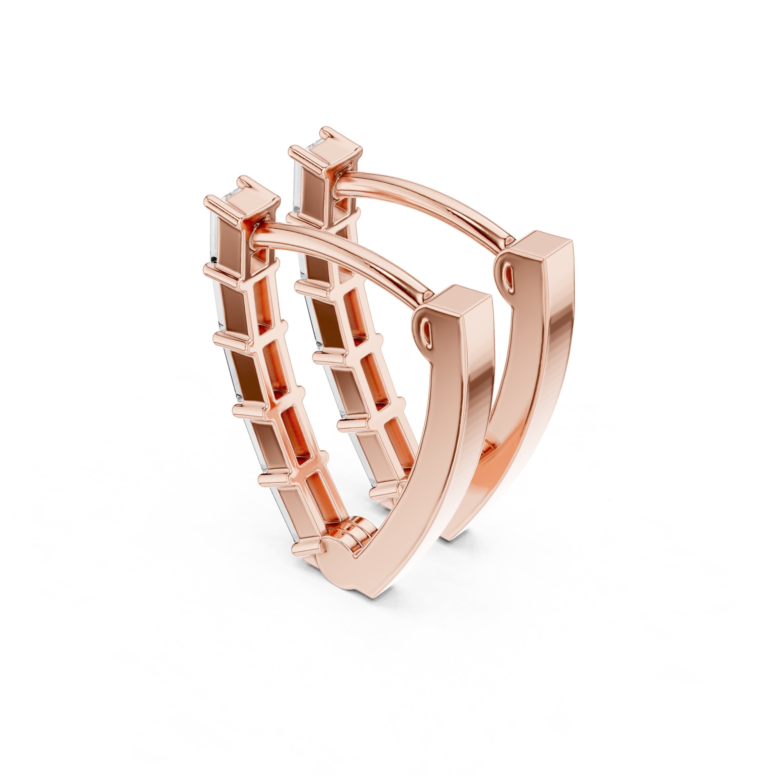Crescent Pave Diamond Drop Earrings in Rose Gold - VYKA Diamonds