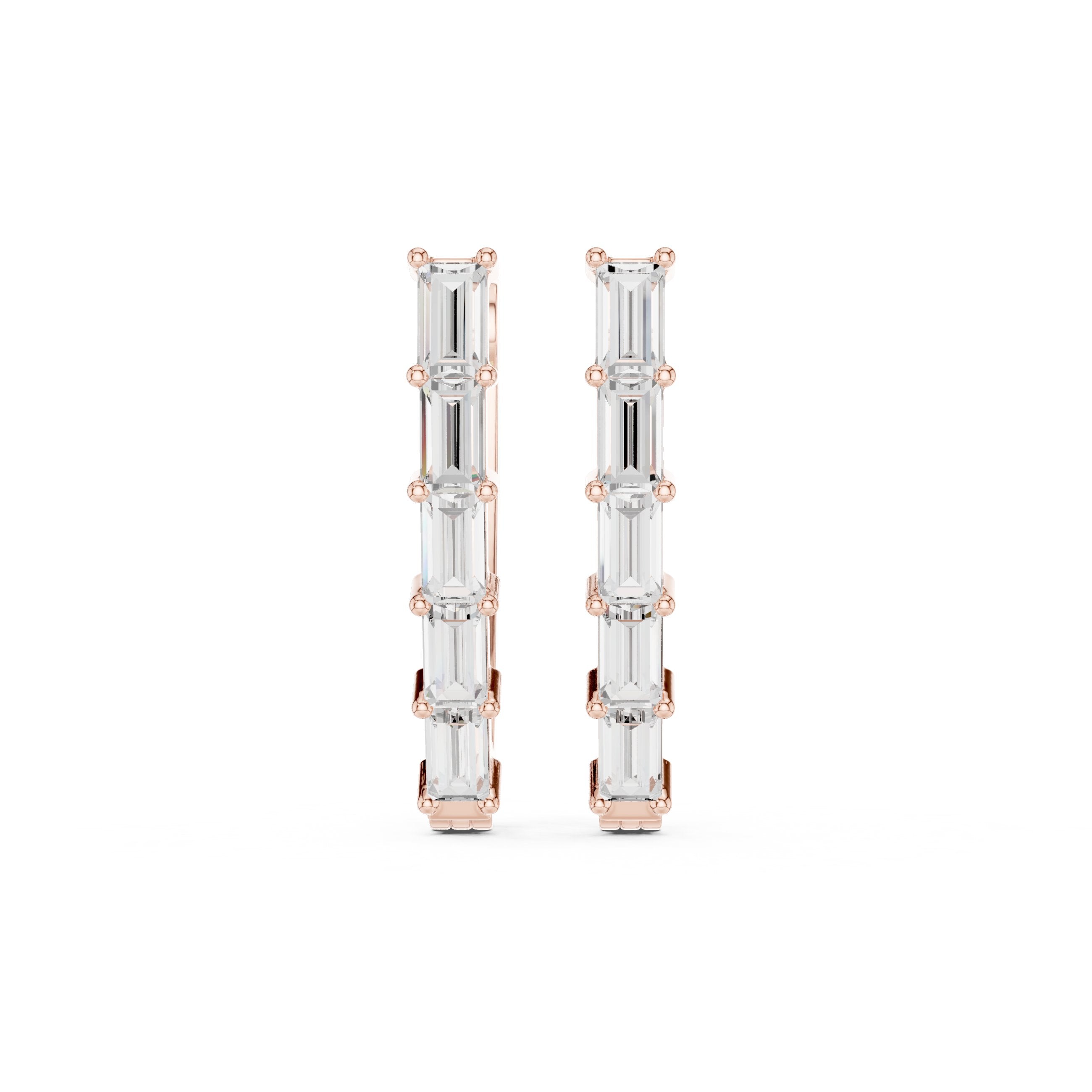 Crescent Pave Diamond Drop Earrings in Rose Gold - VYKA Diamonds