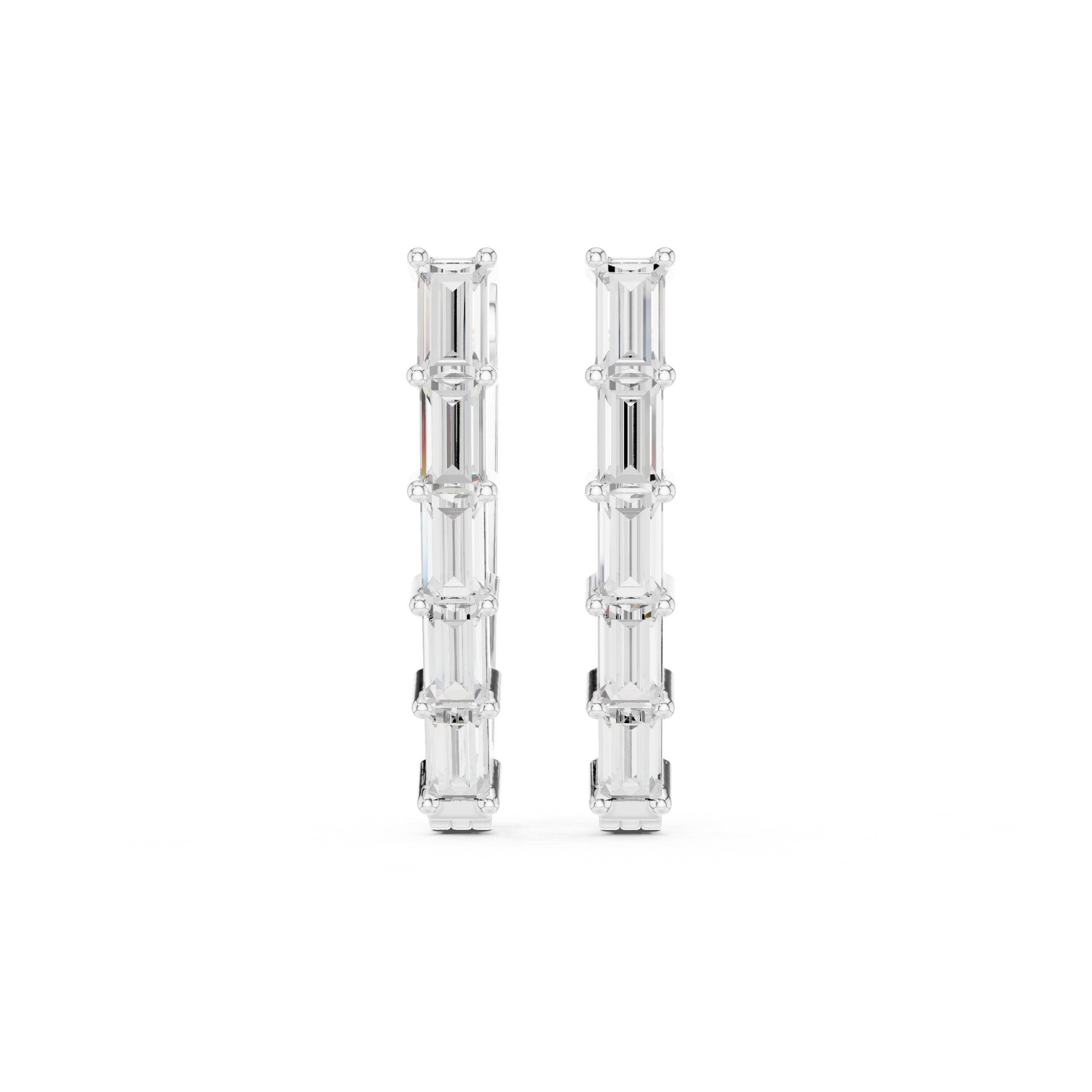 Crescent Pave Diamond Drop Earrings in White Gold - VYKA Diamonds