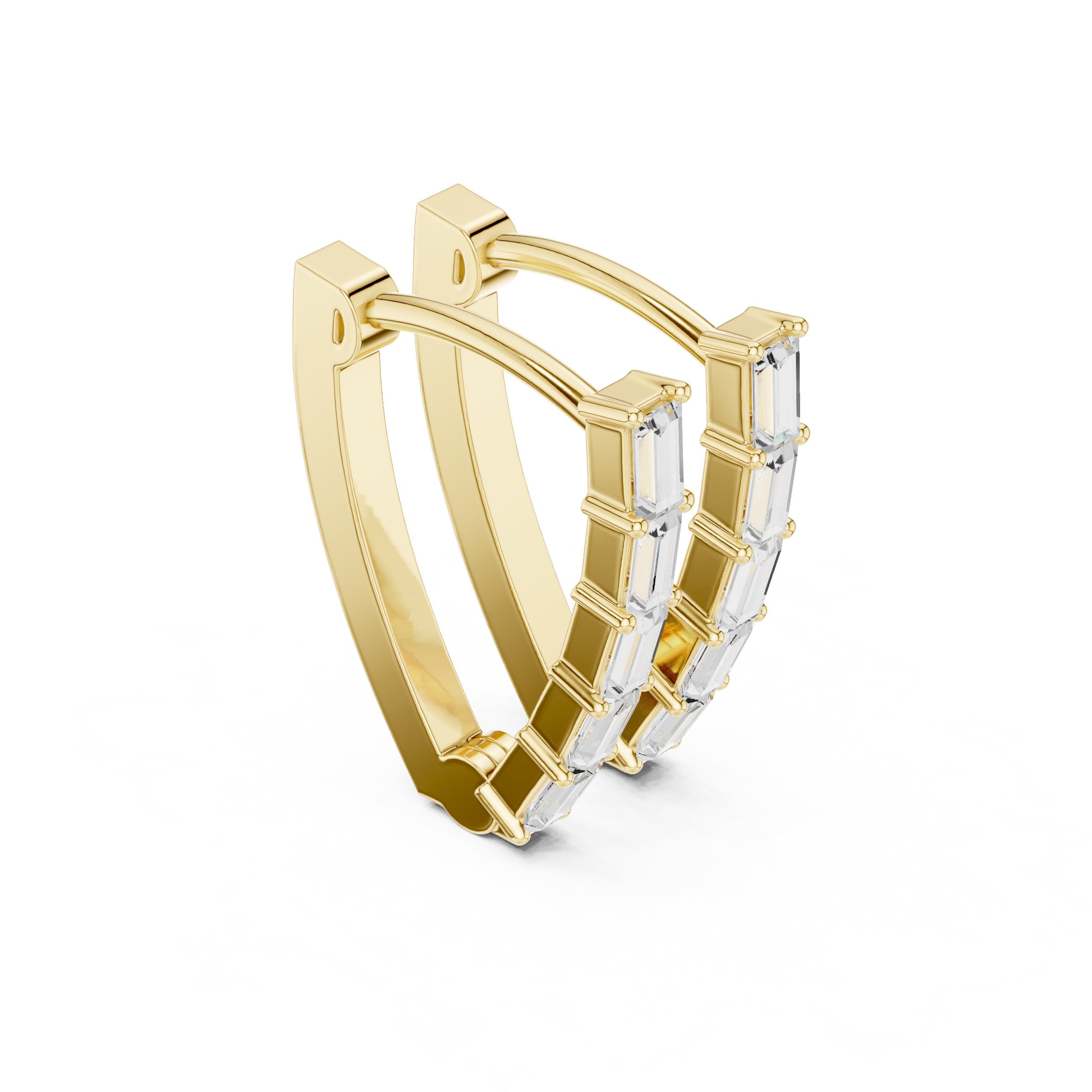 Crescent Pave Diamond Drop Earrings in Yellow Gold - VYKA Diamonds