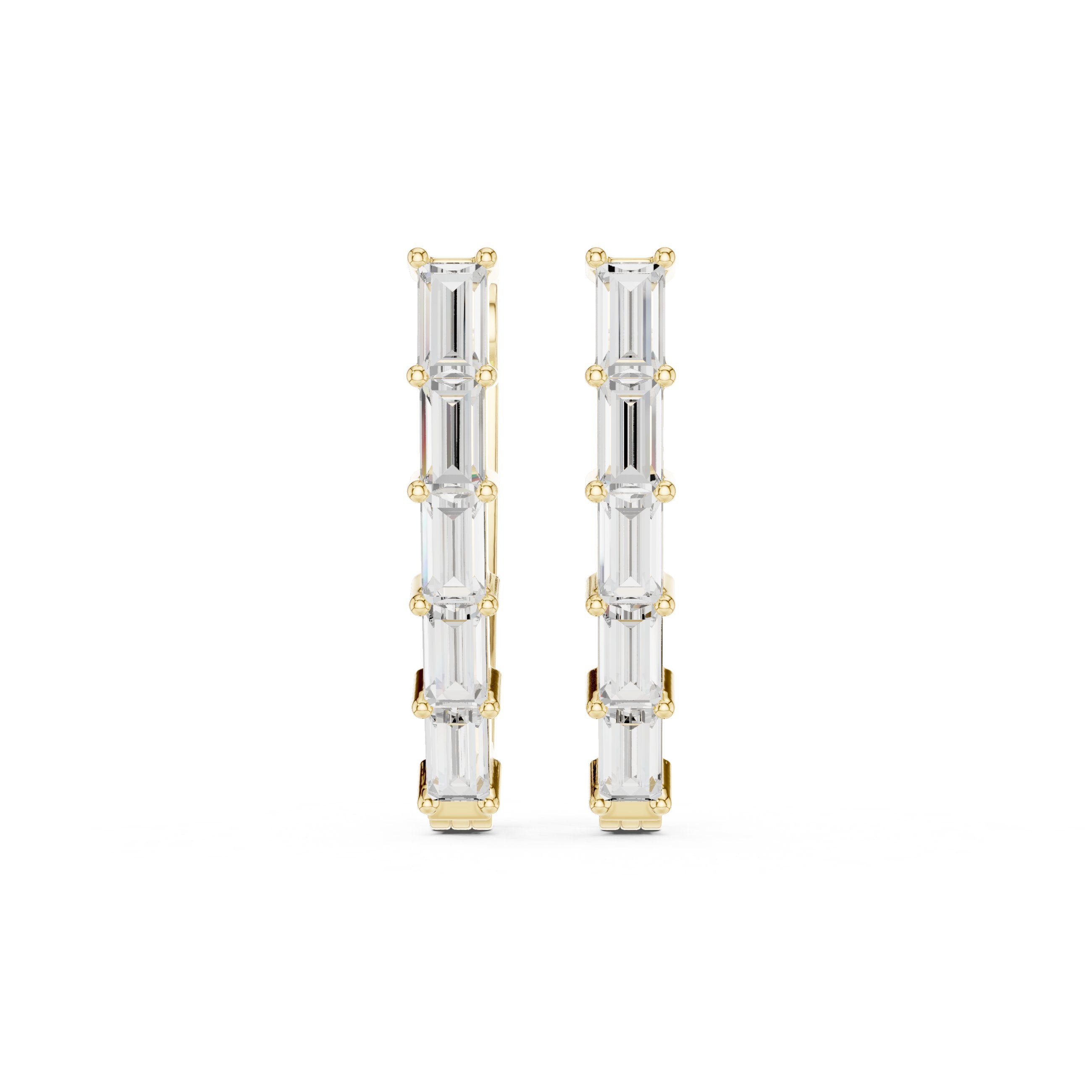 Crescent Pave Diamond Drop Earrings in Yellow Gold - VYKA Diamonds