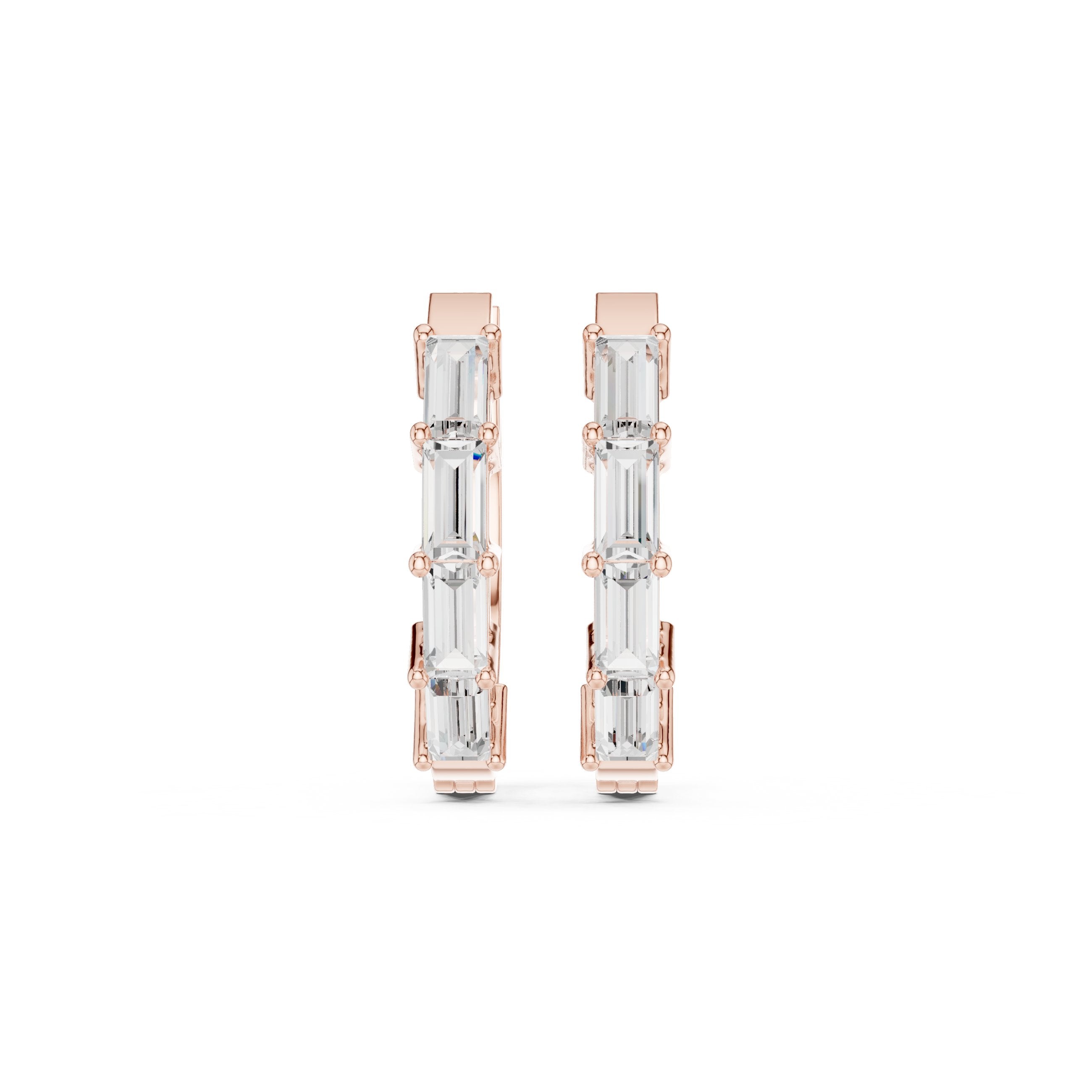 Sculpted Loop Diamond Hoop Earrings in Rose Gold - VYKA Diamonds