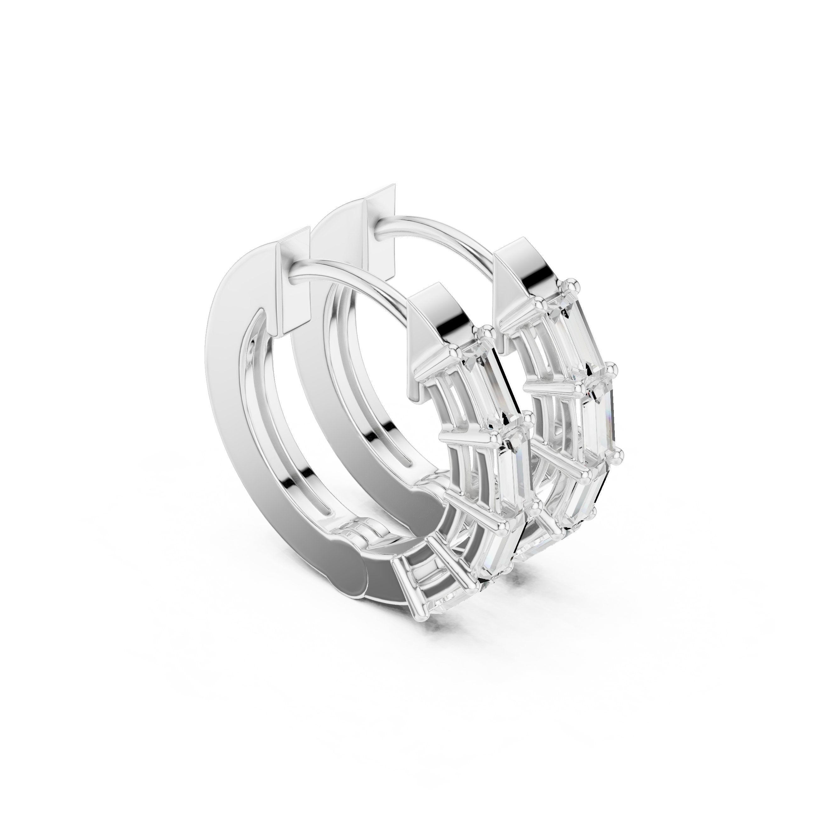 Sculpted Loop Diamond Hoop Earrings in White Gold - VYKA Diamonds