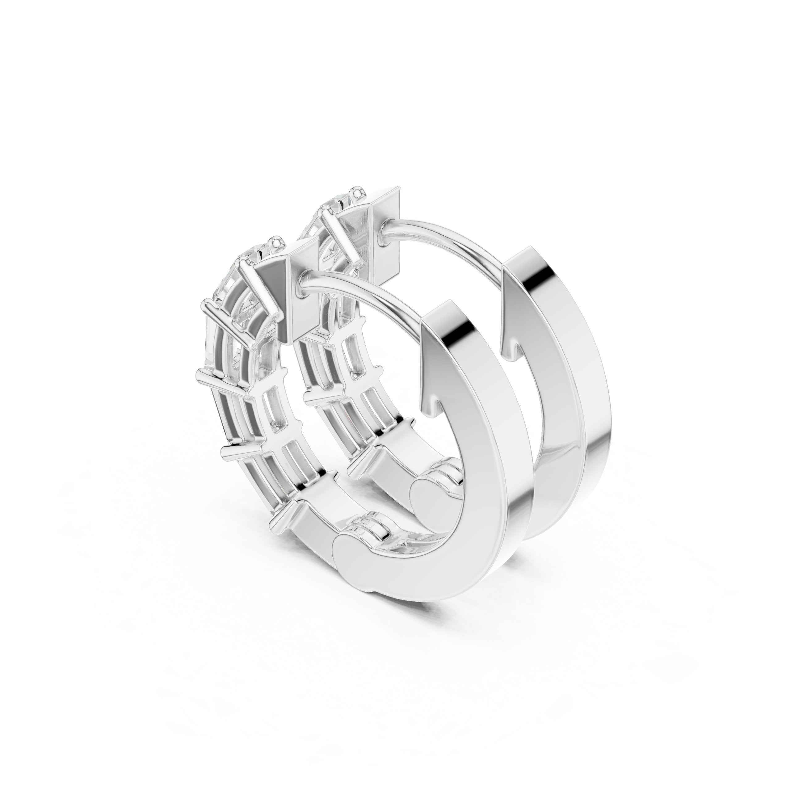 Sculpted Loop Diamond Hoop Earrings in White Gold - VYKA Diamonds