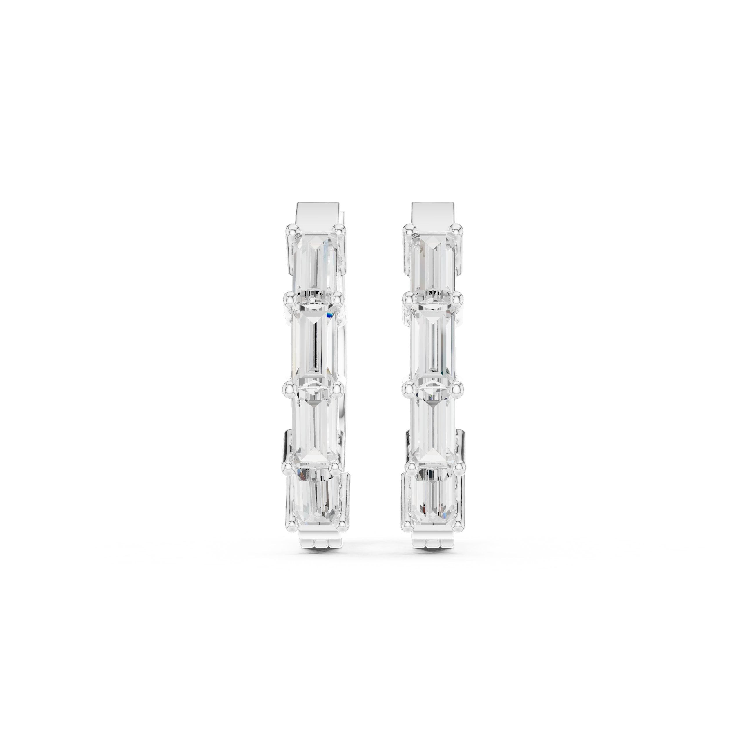 Sculpted Loop Diamond Hoop Earrings in White Gold - VYKA Diamonds
