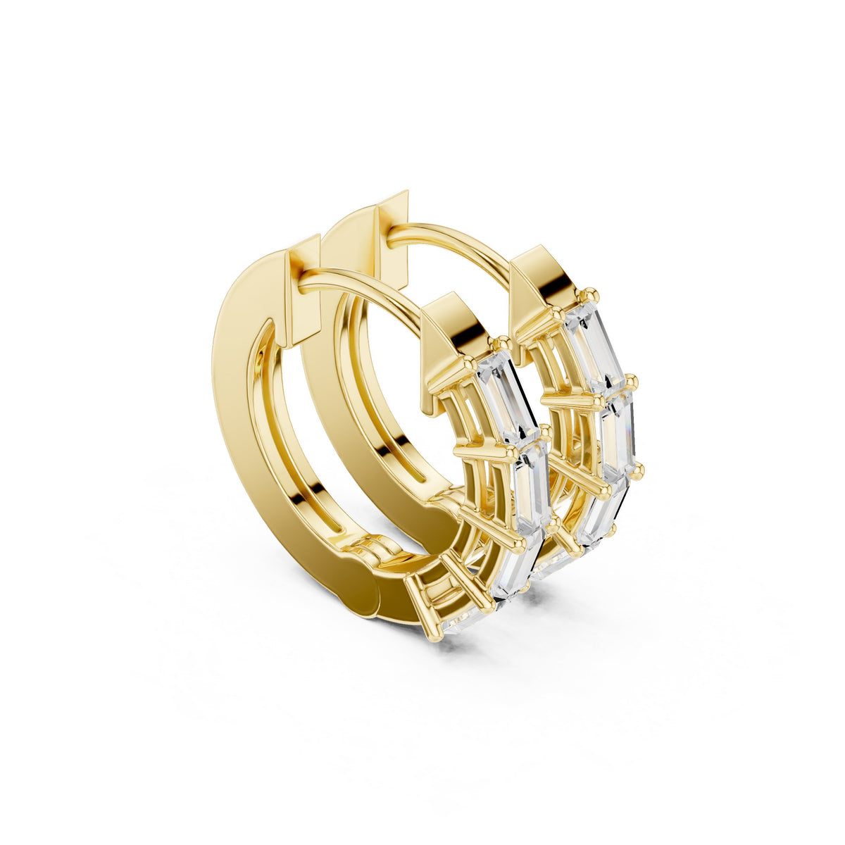 Sculpted Loop Diamond Hoop Earrings