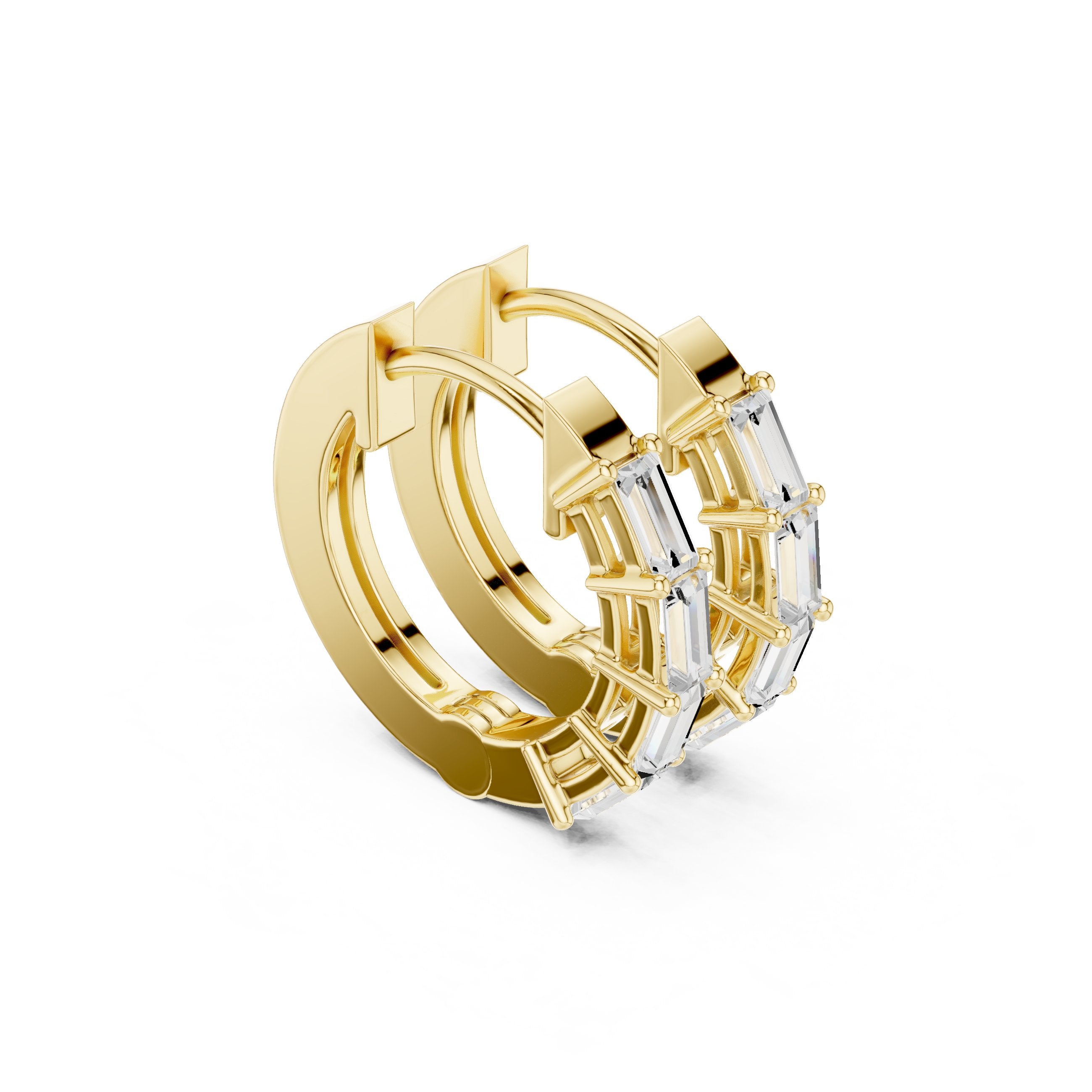Sculpted Loop Diamond Hoop Earrings in Yellow Gold - VYKA Diamonds
