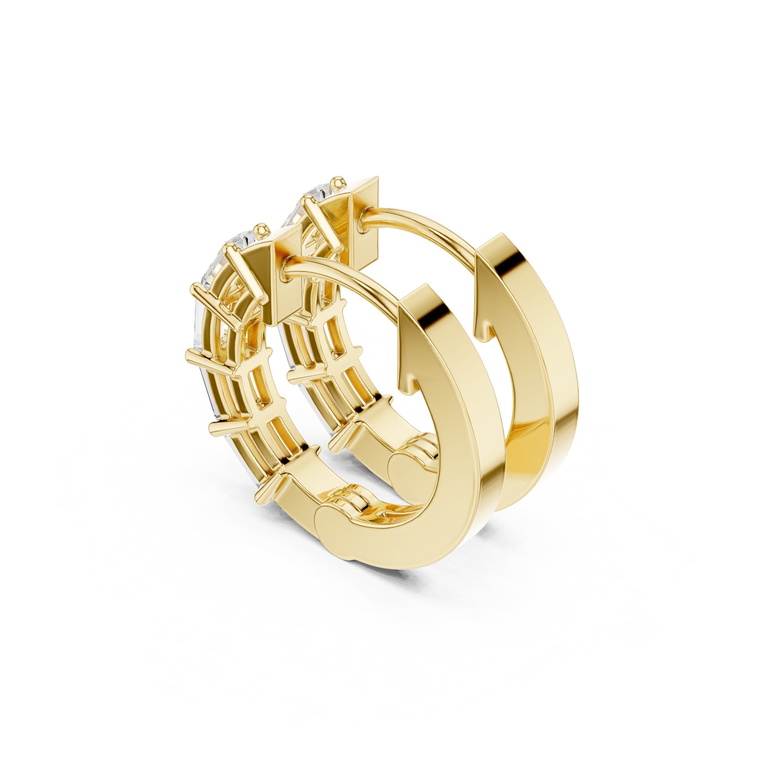 Sculpted Loop Diamond Hoop Earrings in Yellow Gold - VYKA Diamonds