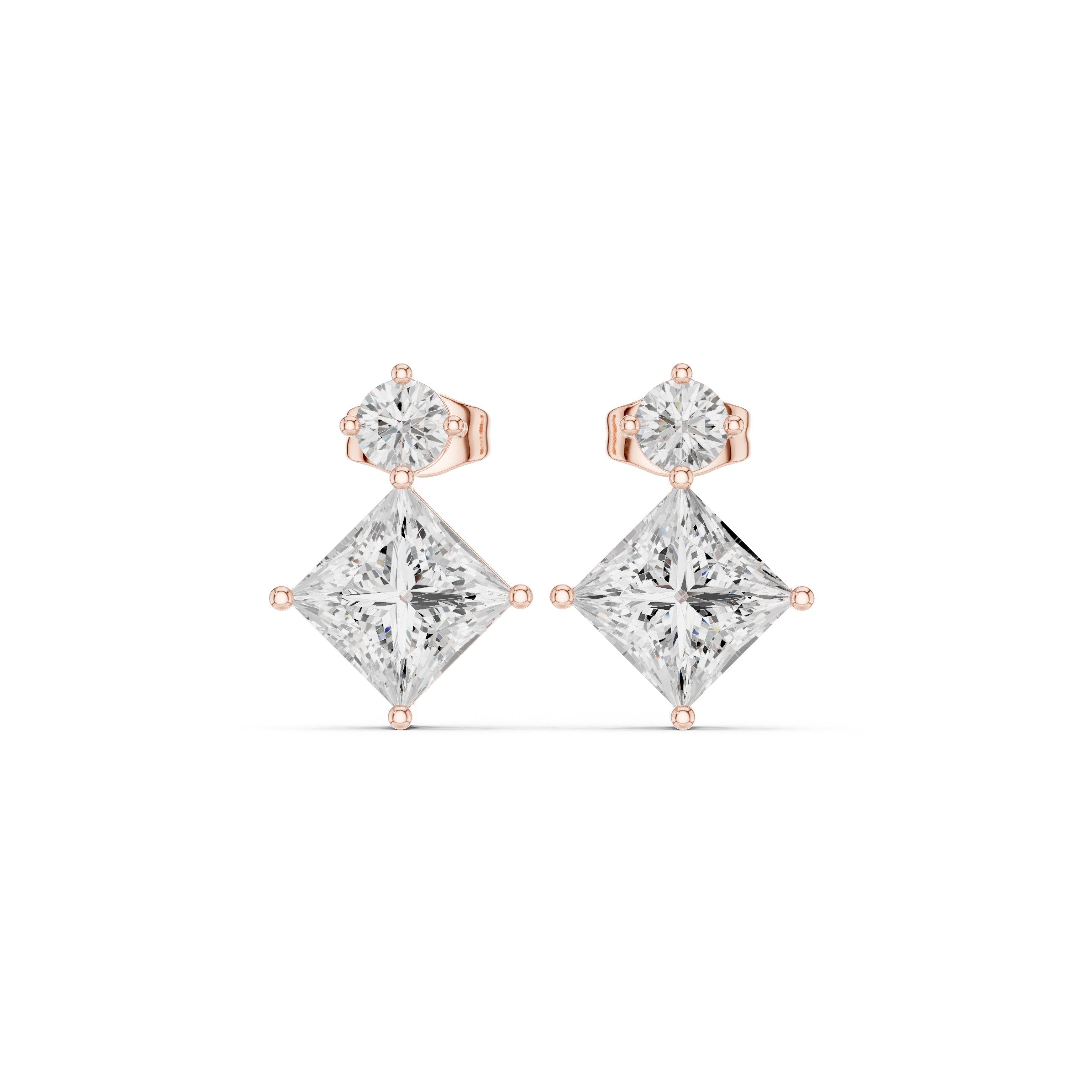حلقان متدلية من الألماس على شكل حلقة ملتوية in Rose Gold - VYKA Diamonds