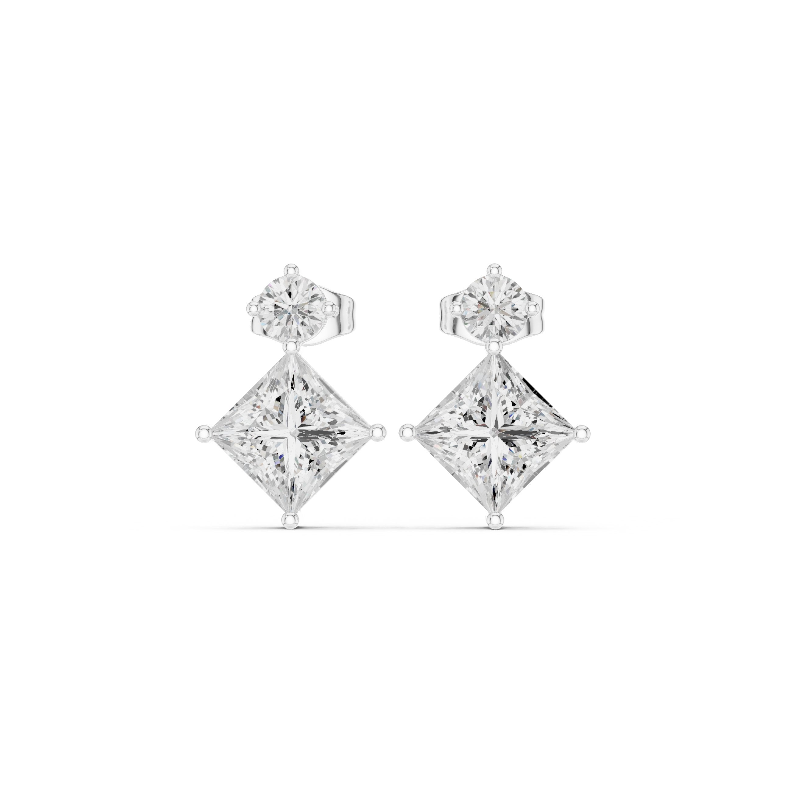 حلقان متدلية من الألماس على شكل حلقة ملتوية in White Gold - VYKA Diamonds