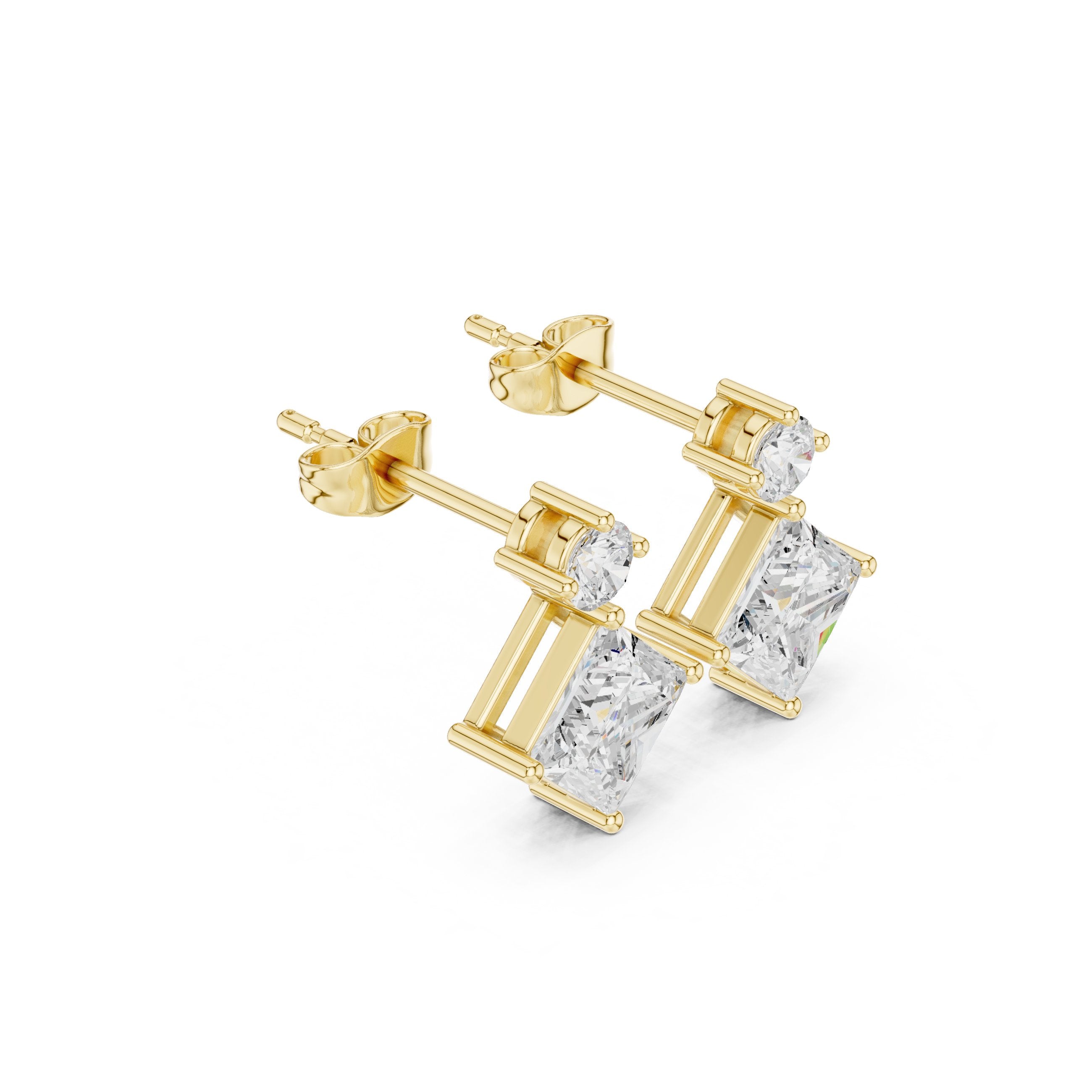 حلقان متدلية من الألماس على شكل حلقة ملتوية in Yellow Gold - VYKA Diamonds