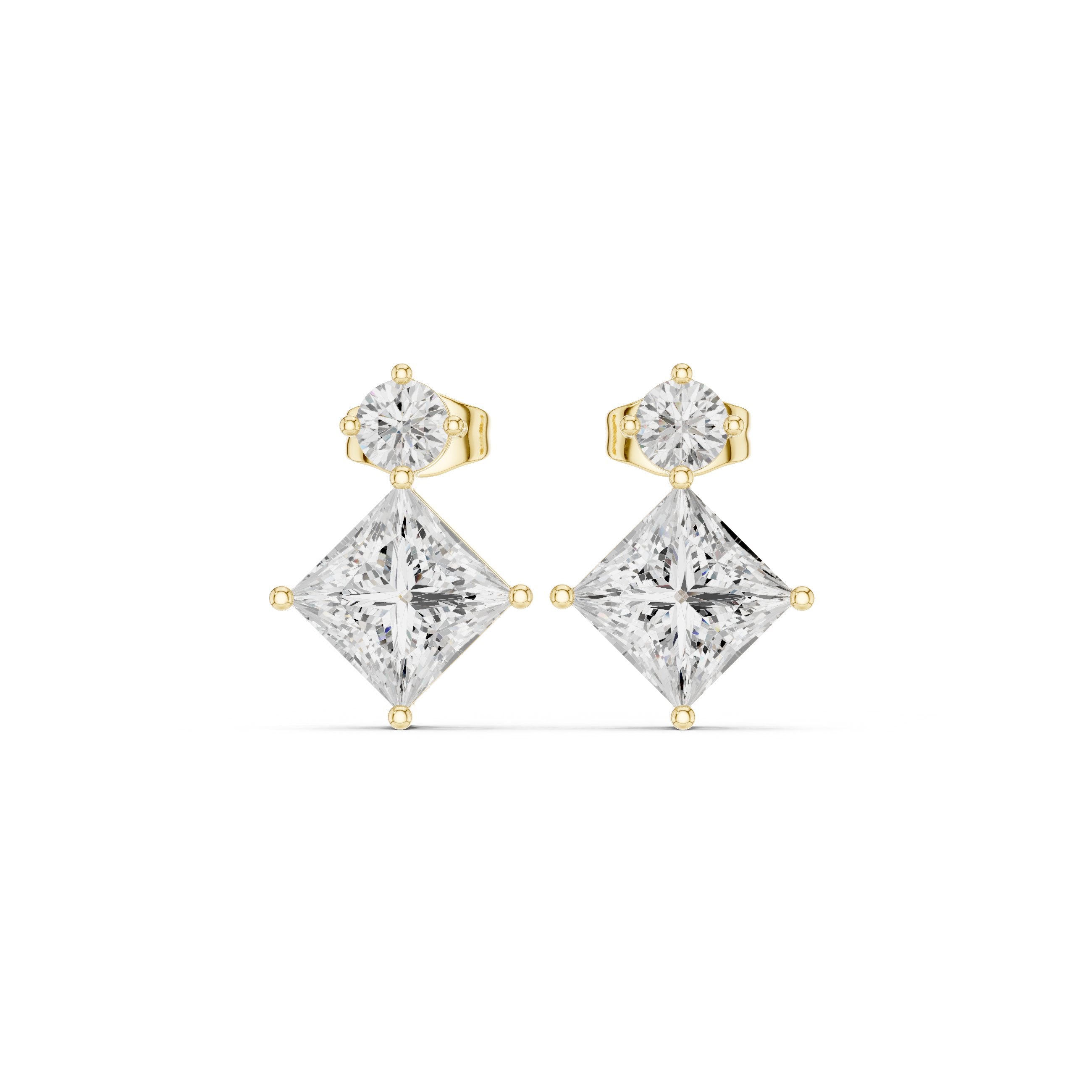 حلقان متدلية من الألماس على شكل حلقة ملتوية in Yellow Gold - VYKA Diamonds