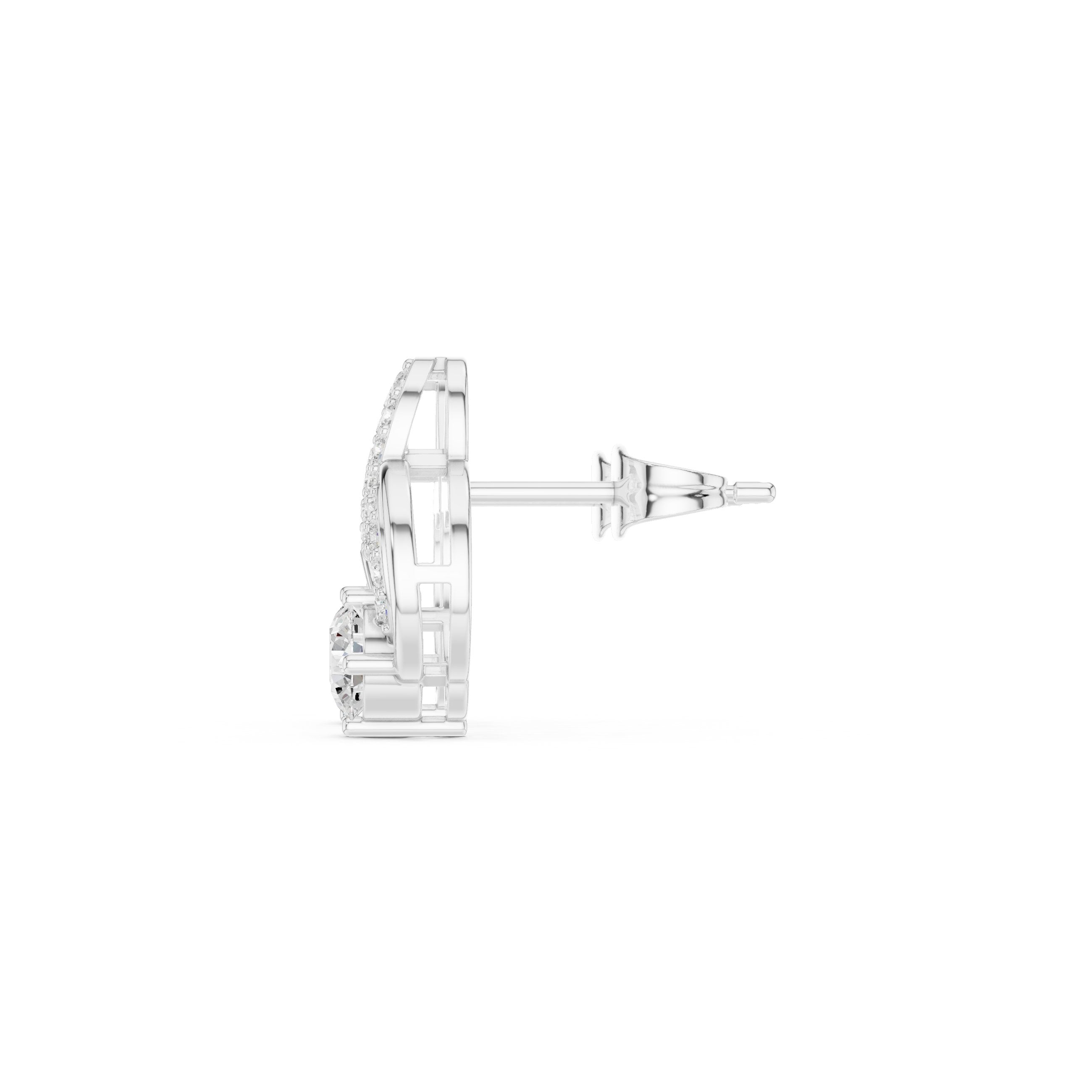 Geometric Loop Diamond Stud Earrings in White Gold - VYKA Diamonds