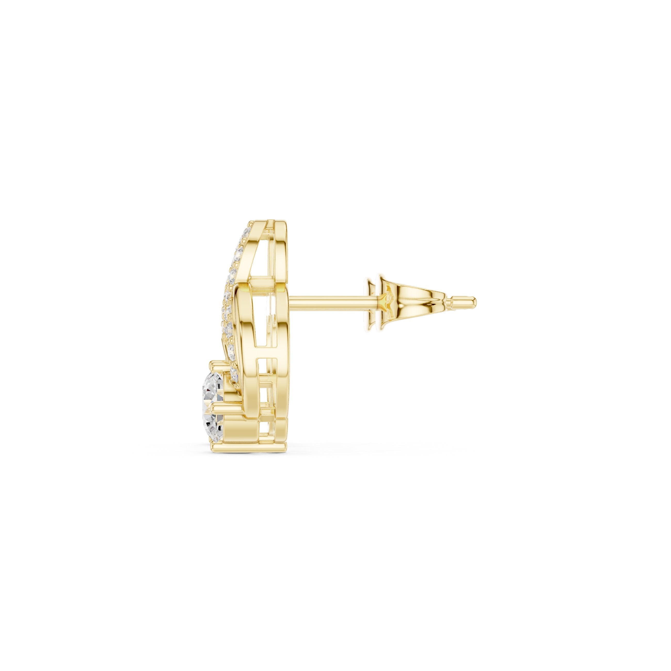 Geometric Loop Diamond Stud Earrings in Yellow Gold - VYKA Diamonds