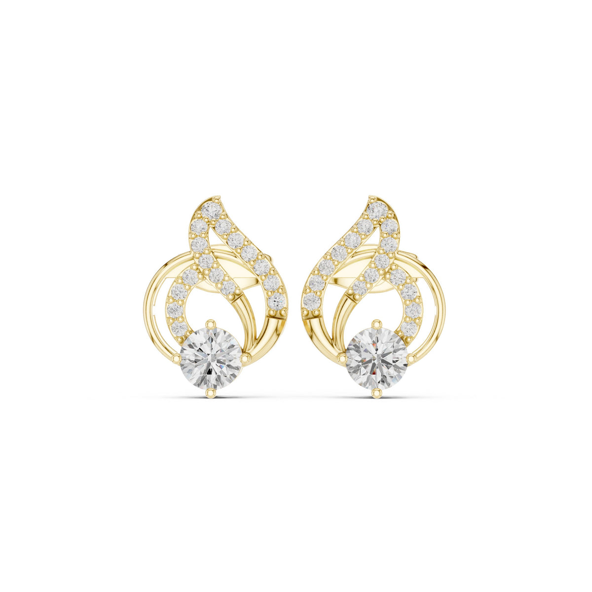Geometric Loop Diamond Stud Earrings