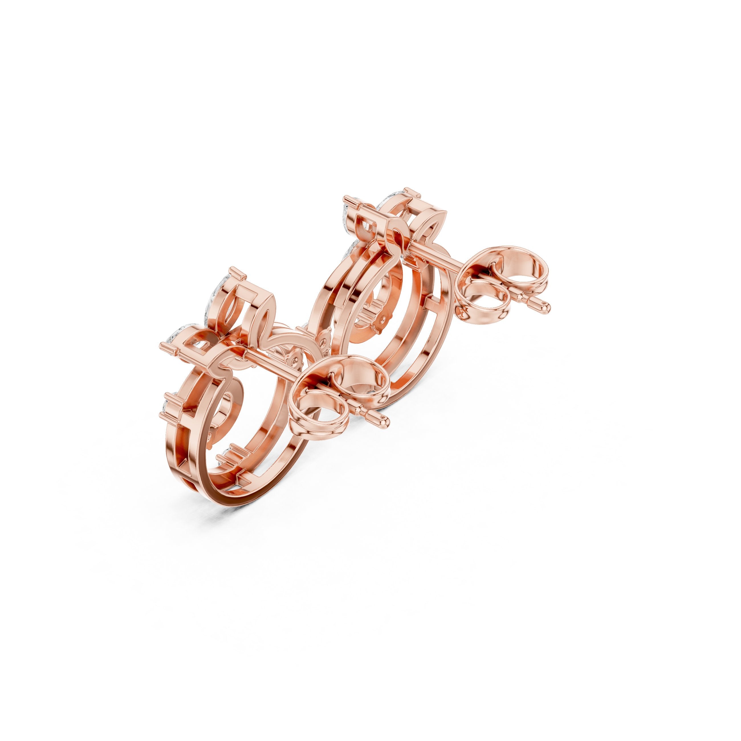 Pave Loop Diamond Stud Earrings in Rose Gold - VYKA Diamonds