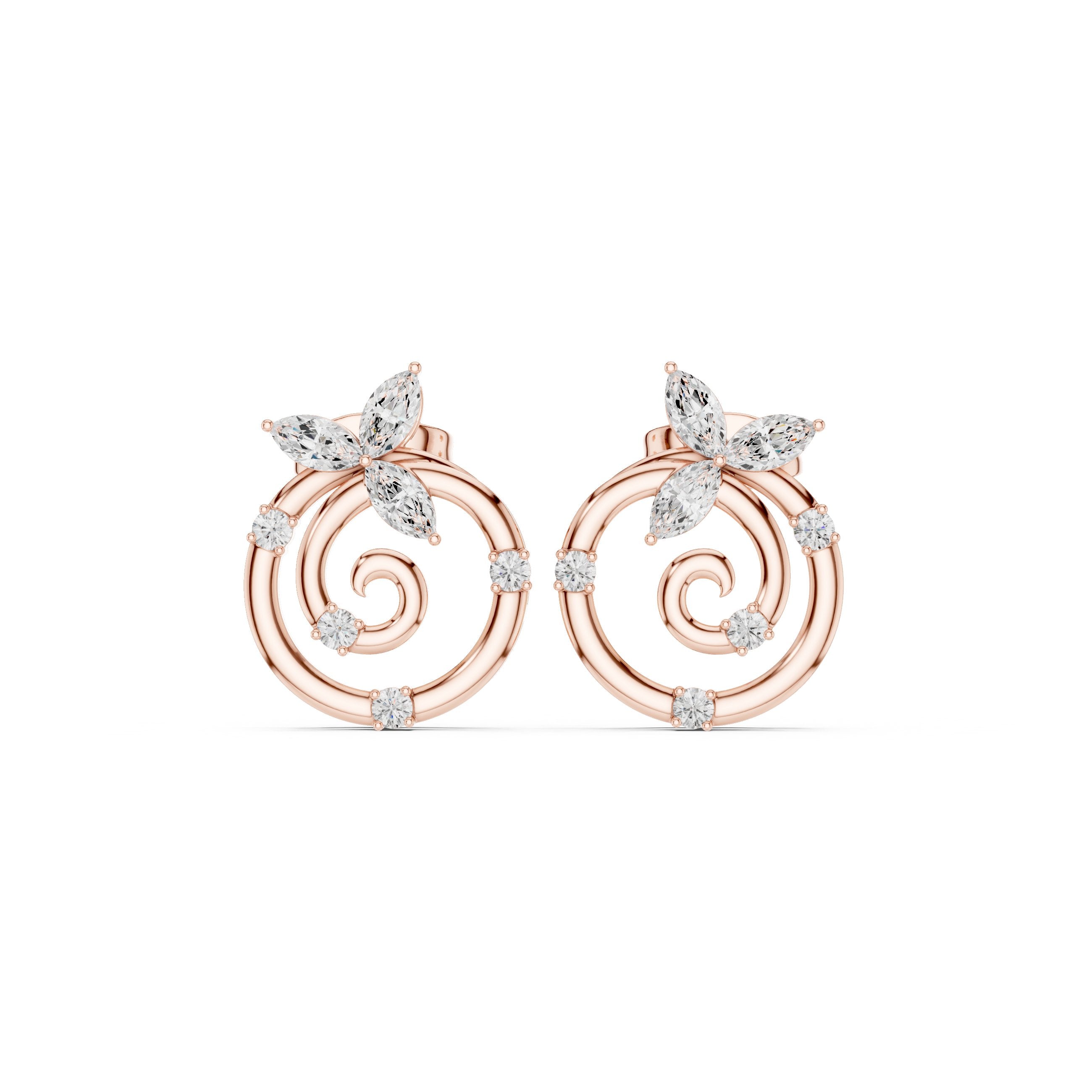 Pave Loop Diamond Stud Earrings in Rose Gold - VYKA Diamonds