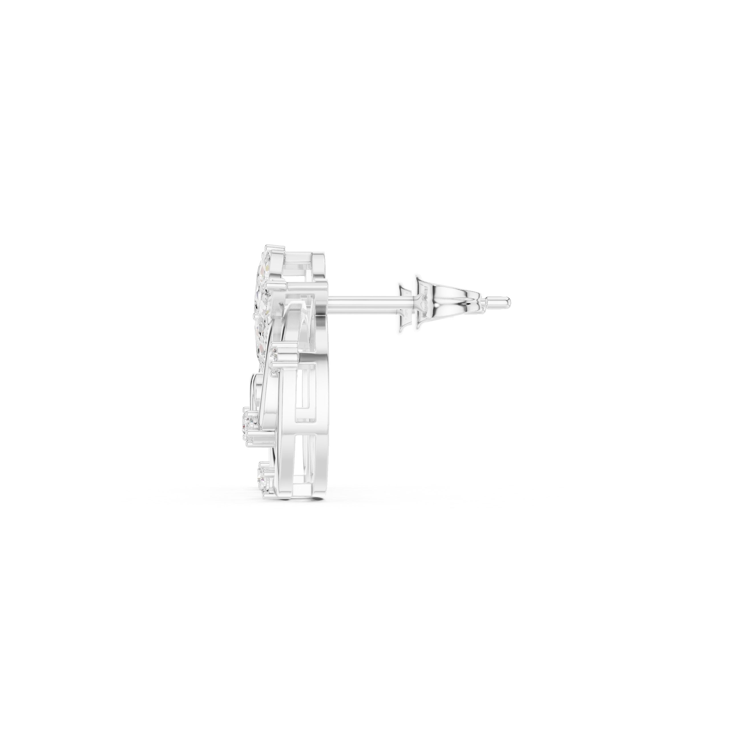 Pave Loop Diamond Stud Earrings in White Gold - VYKA Diamonds
