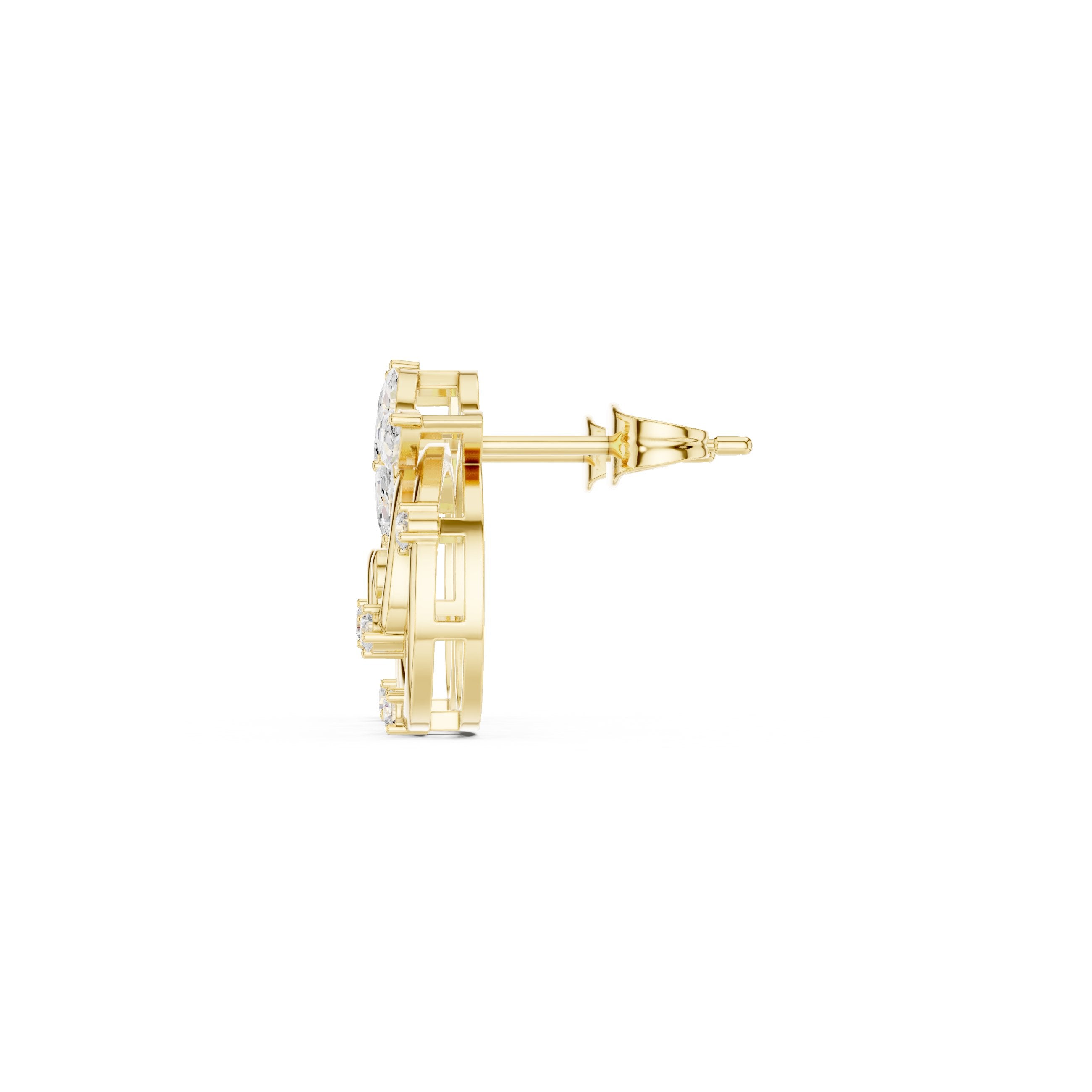 Pave Loop Diamond Stud Earrings in Yellow Gold - VYKA Diamonds