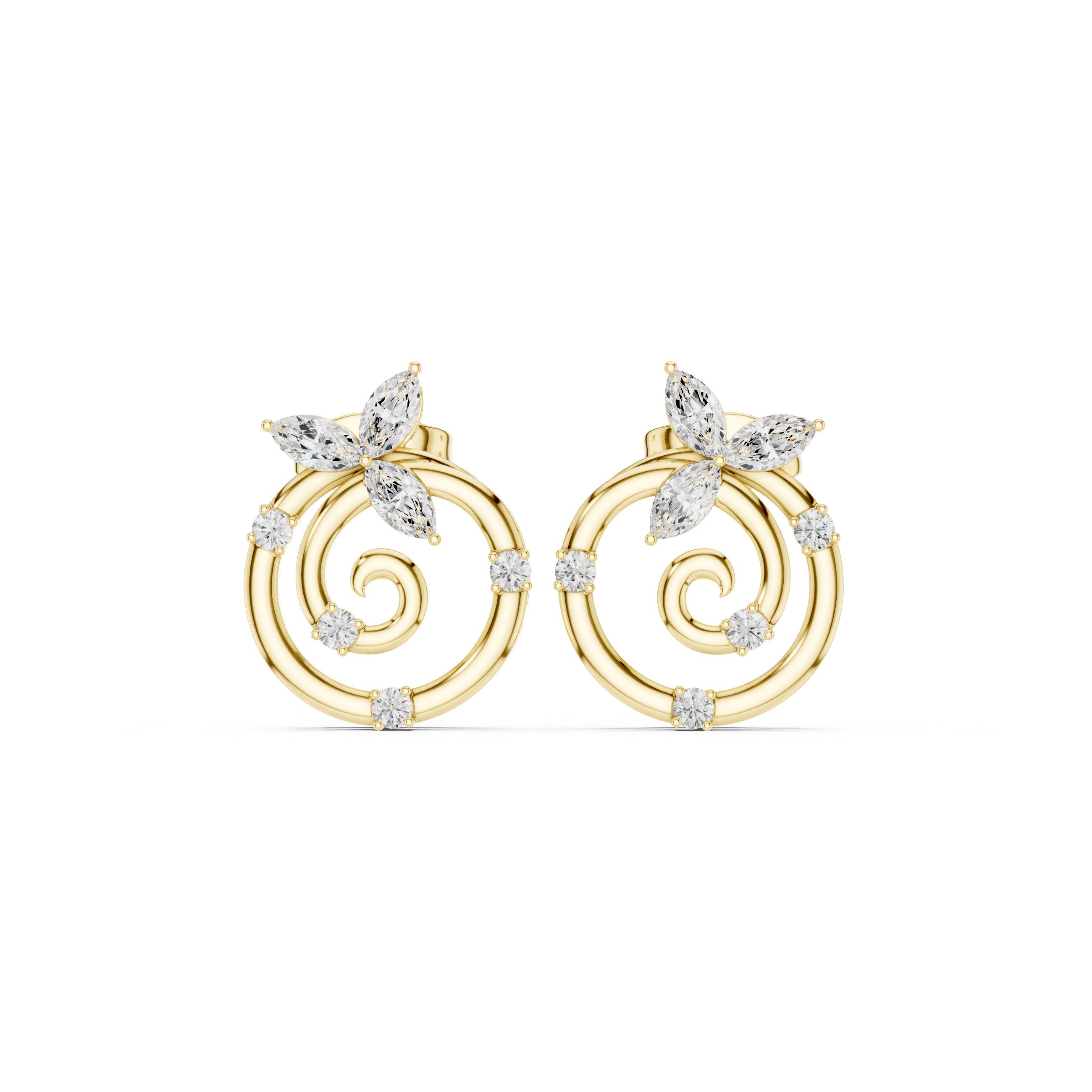 Pave Loop Diamond Stud Earrings in Yellow Gold - VYKA Diamonds