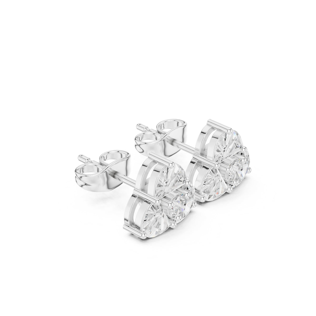 Pave Station Diamond Stud Earrings