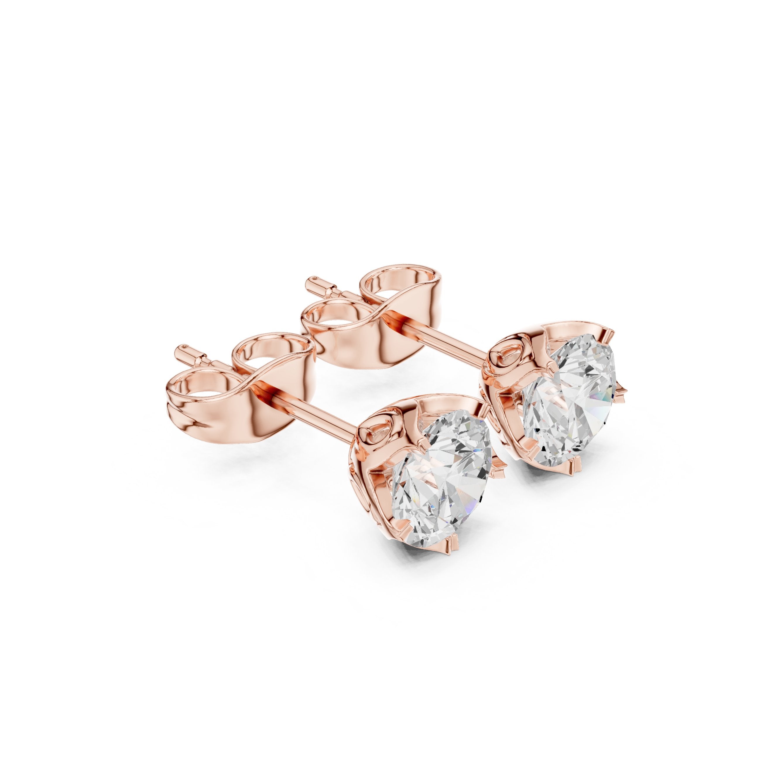 Station Chain Diamond Stud Earrings in Rose Gold - VYKA Diamonds