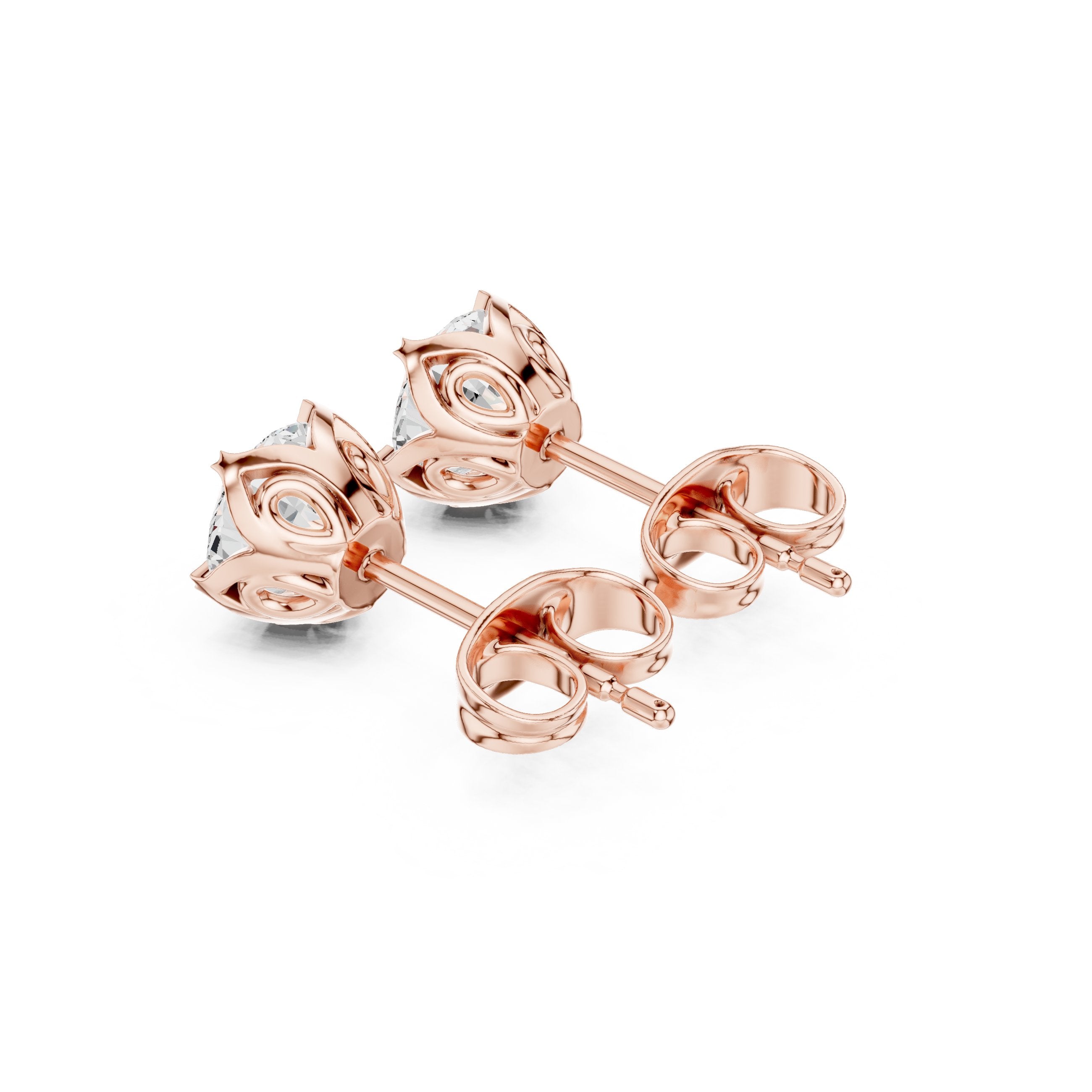 Station Chain Diamond Stud Earrings in Rose Gold - VYKA Diamonds