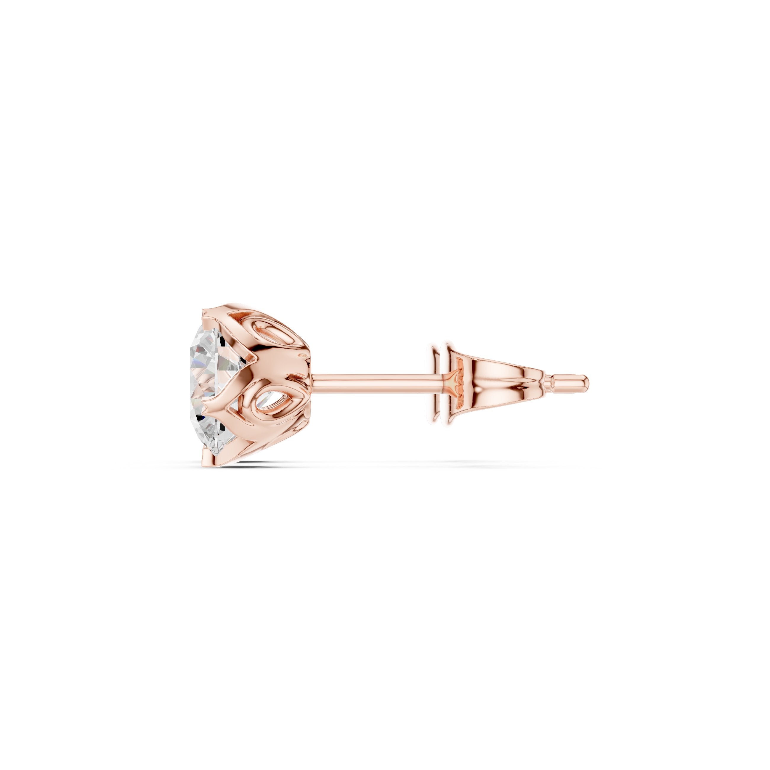 Station Chain Diamond Stud Earrings in Rose Gold - VYKA Diamonds