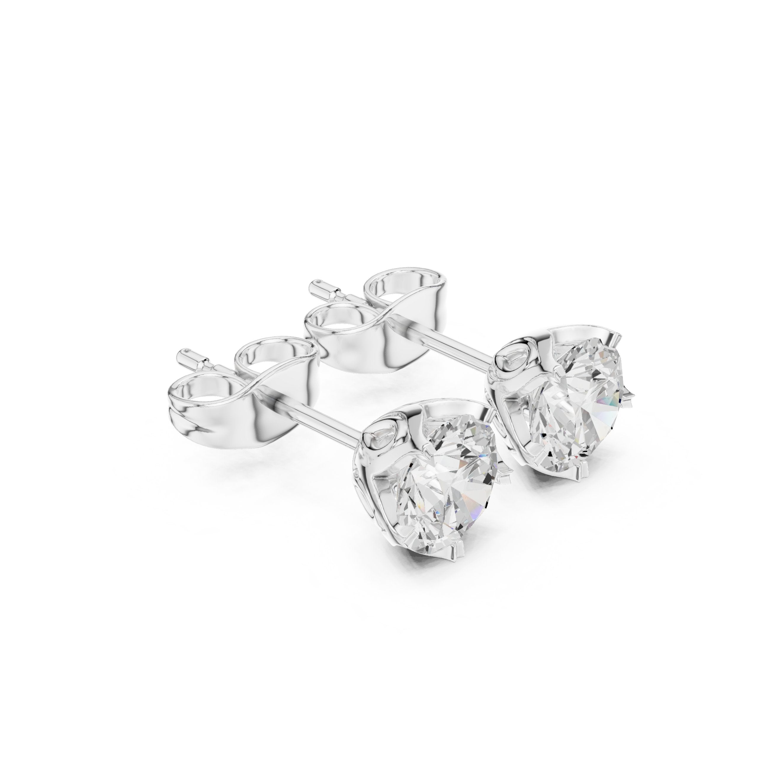 Station Chain Diamond Stud Earrings in White Gold - VYKA Diamonds
