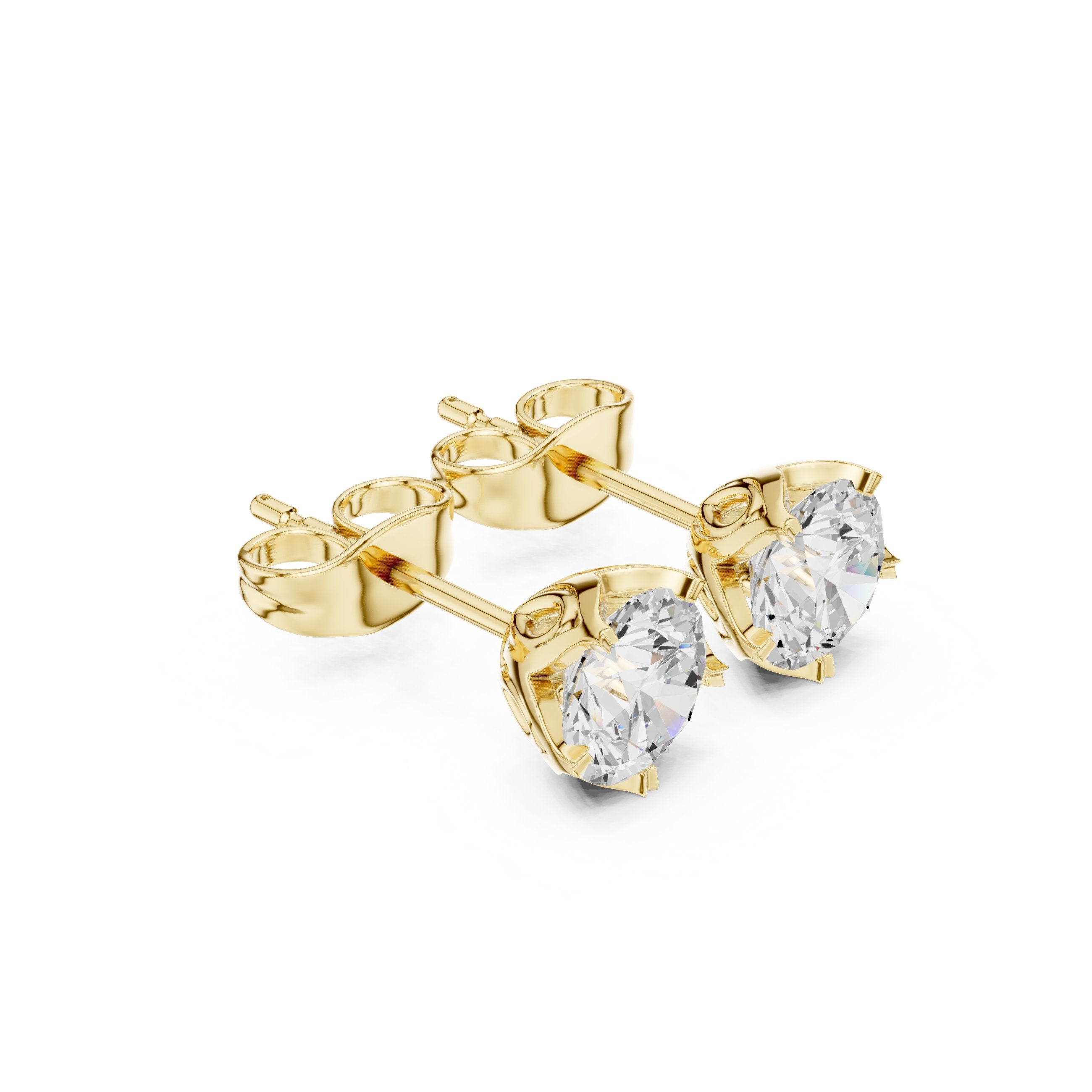 Station Chain Diamond Stud Earrings in Yellow Gold - VYKA Diamonds