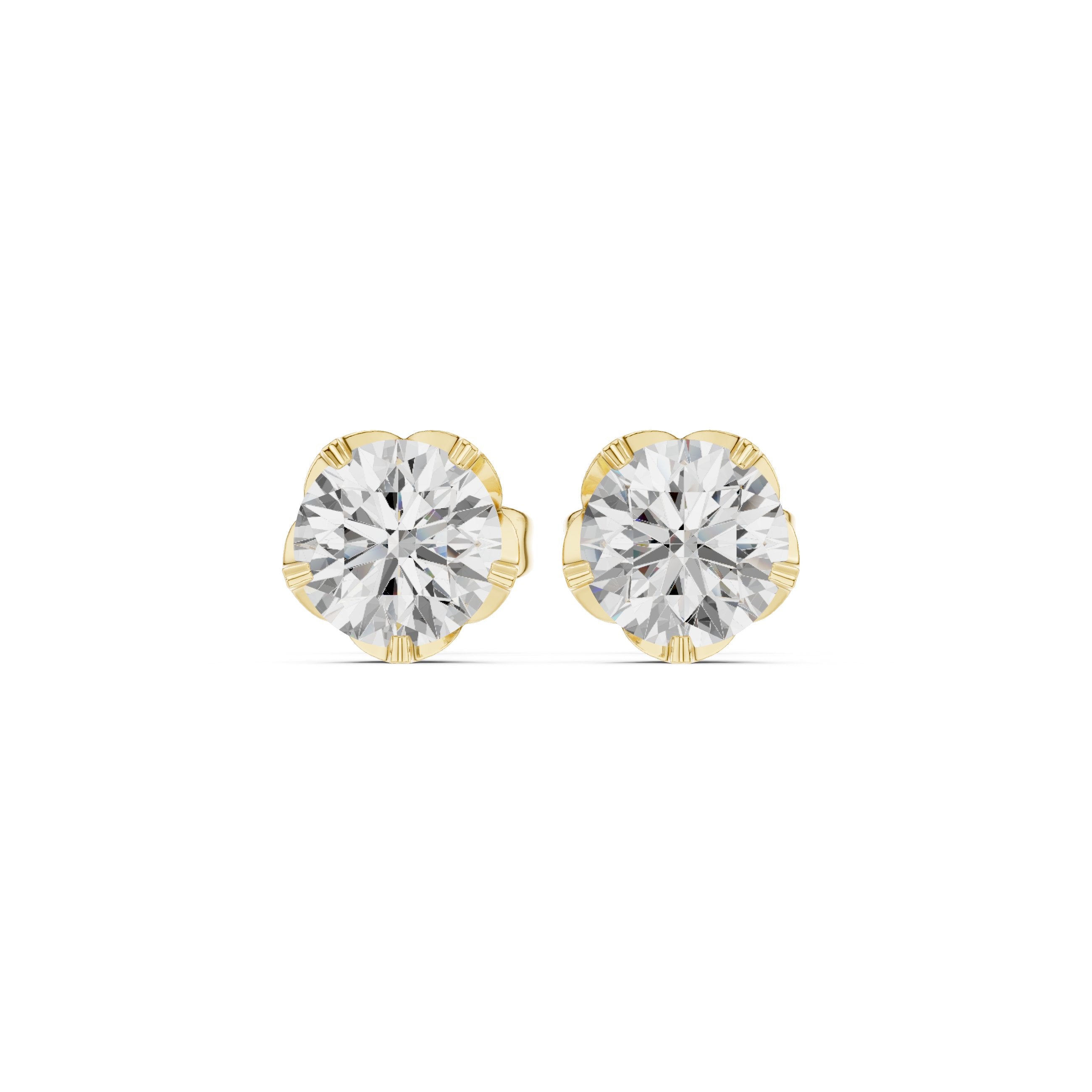 Station Chain Diamond Stud Earrings in Yellow Gold - VYKA Diamonds
