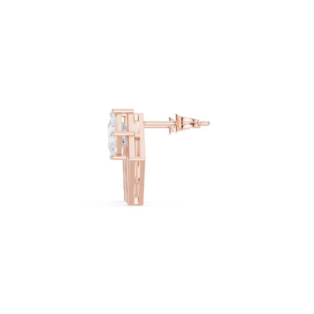 Kite Princess Square Frame Diamond Stud Earrings in Rose Gold - VYKA Diamonds