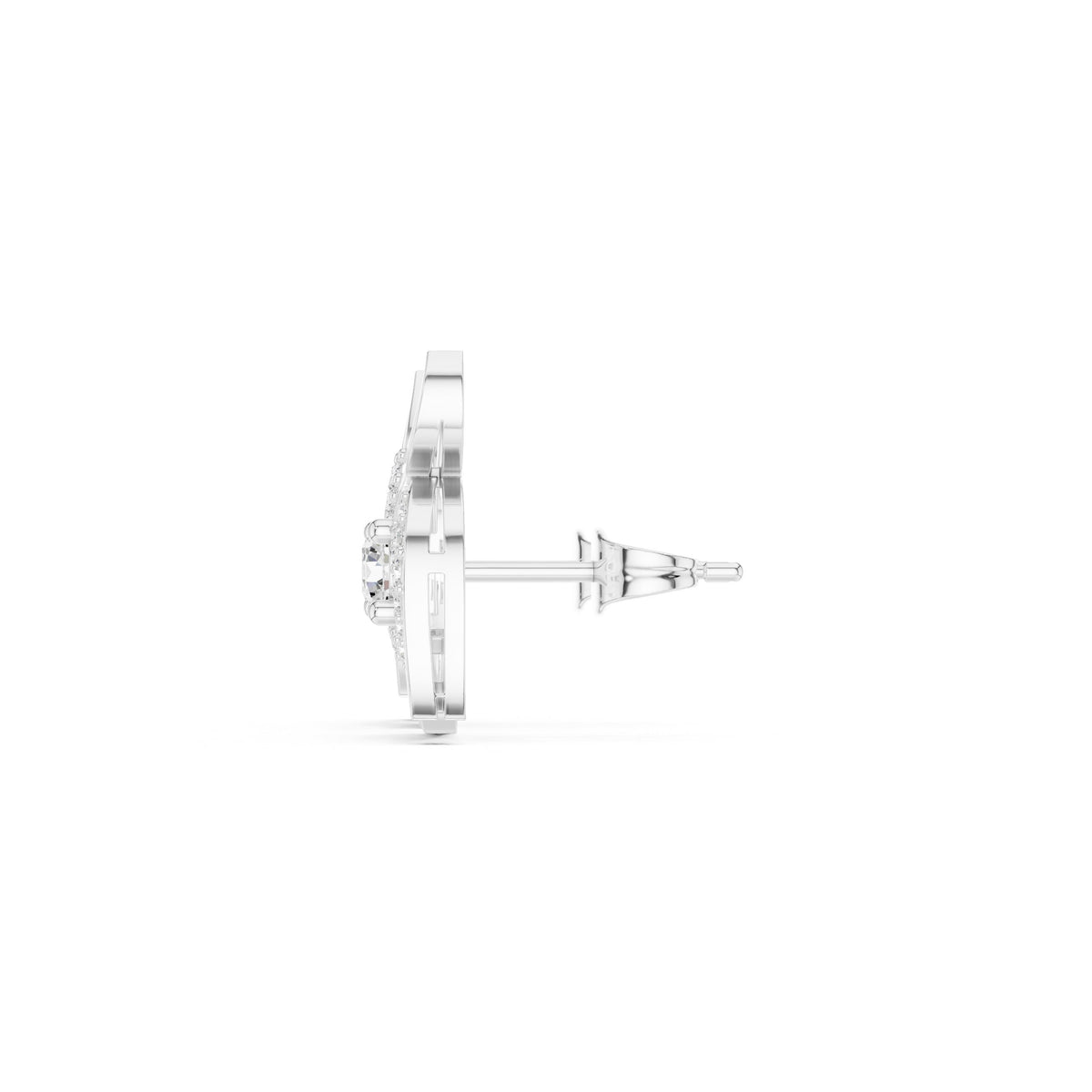 Wing Scroll Round Diamond Stud Earrings