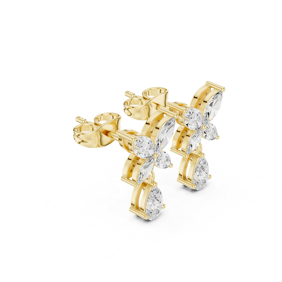 Marquise Butterfly Pear Drop Diamond Earrings