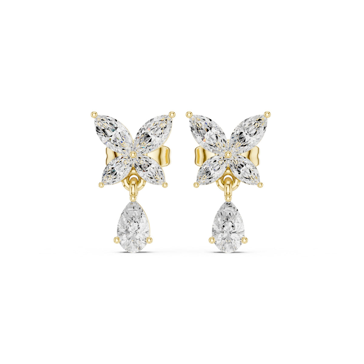 Marquise Butterfly Pear Drop Diamond Earrings