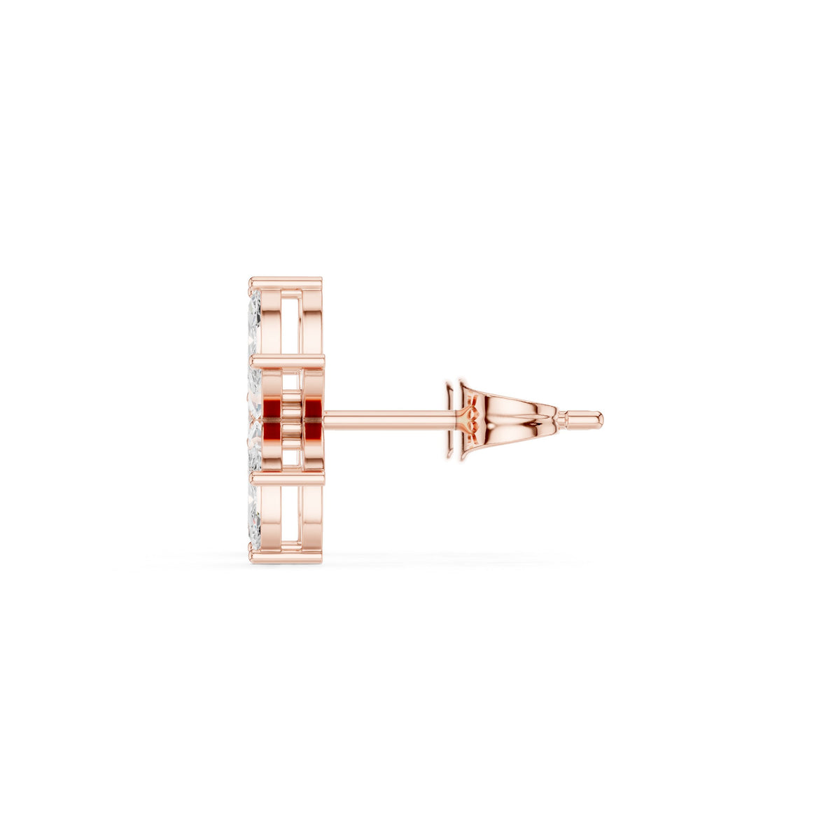 Marquise Five Petal Flower Diamond Stud Earrings in Rose Gold - VYKA Diamonds